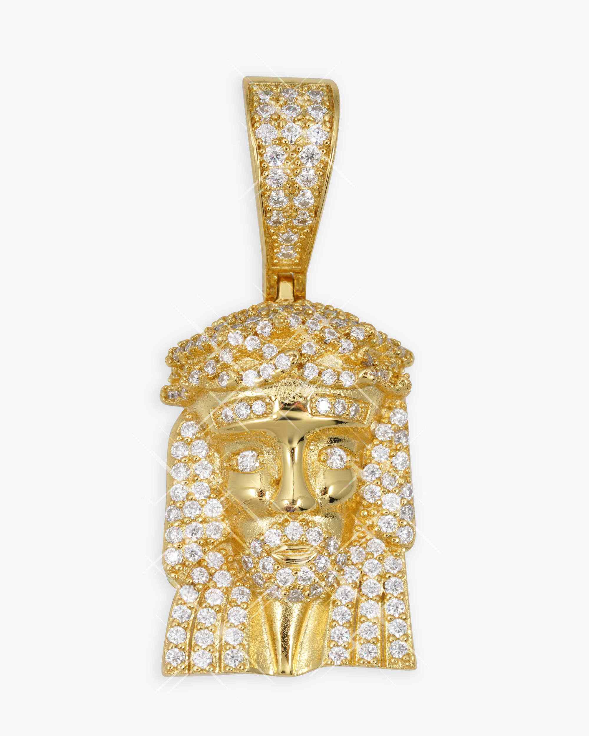 Moissanite Hollow Back Mini Jesus Pendant 14K Gold - Image 5