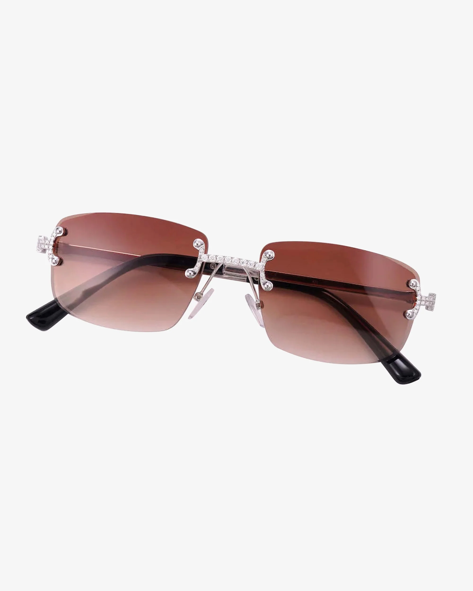 Moissanite Rimless Square Sunglasses 14K Gold - Image 6