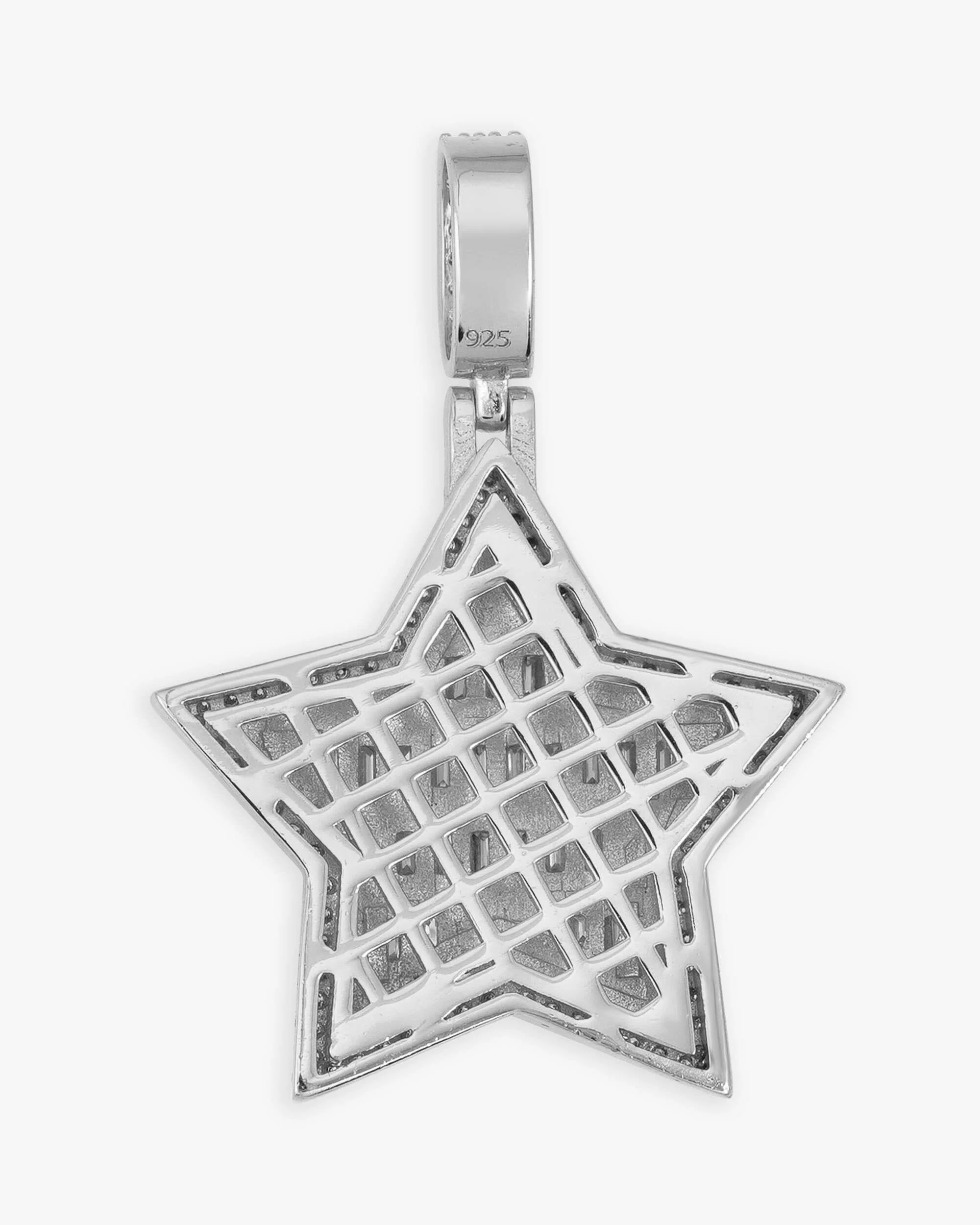 Moissanite Baguette Star Pendant 14K Gold - Image 3