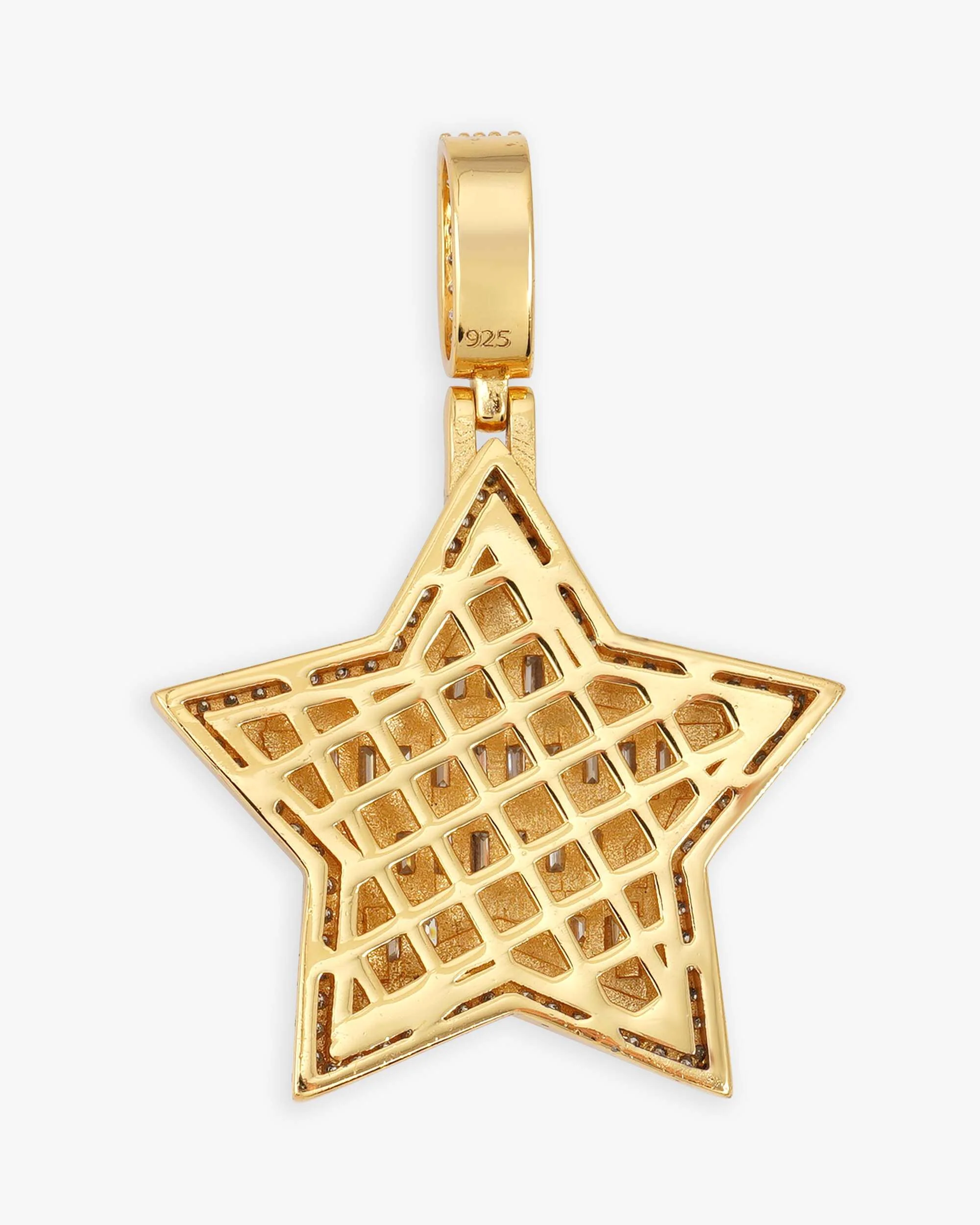 Moissanite Baguette Star Pendant 14K Gold - Image 7