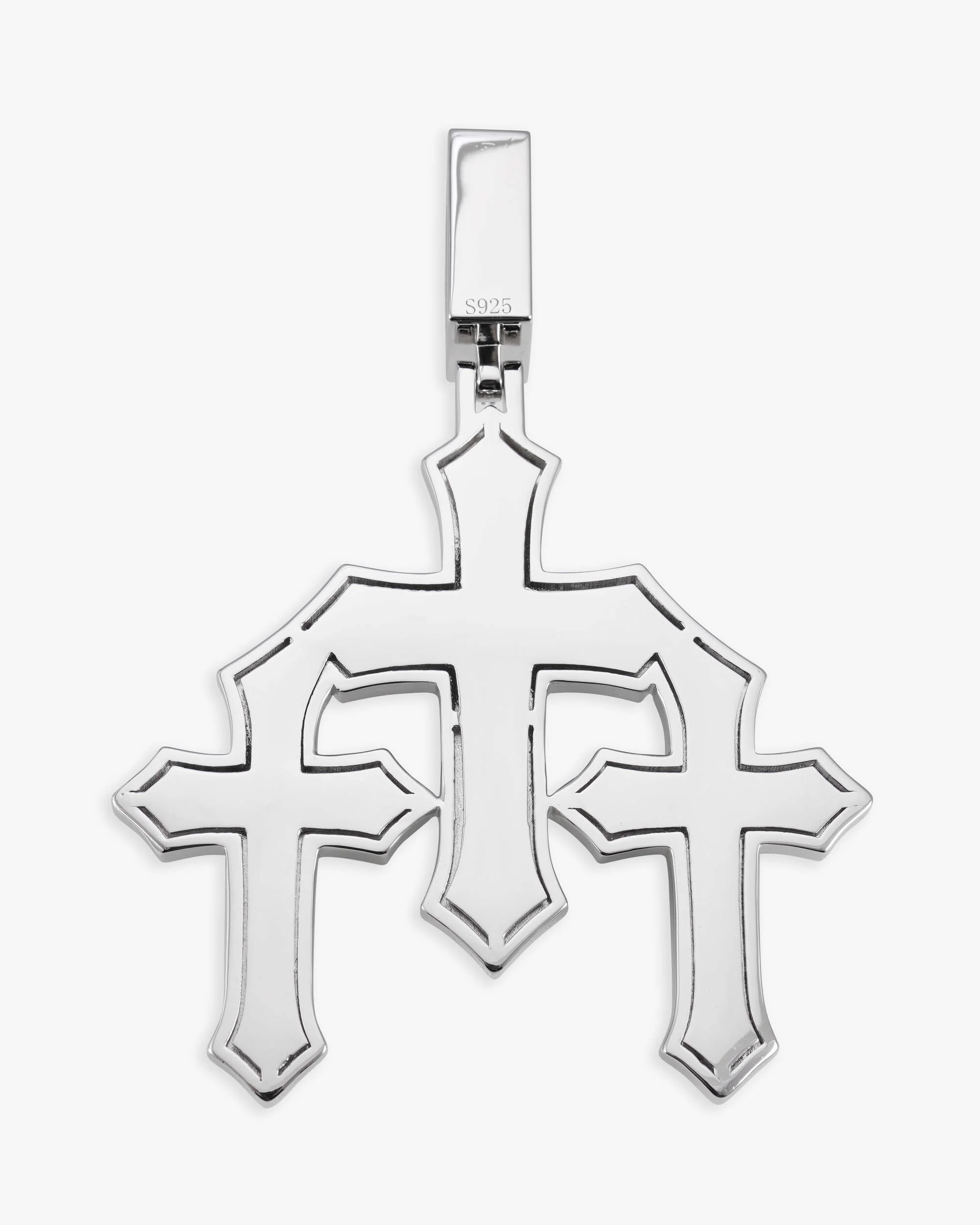 Moissanite Triple Cross Pendant 14K Gold - Image 3