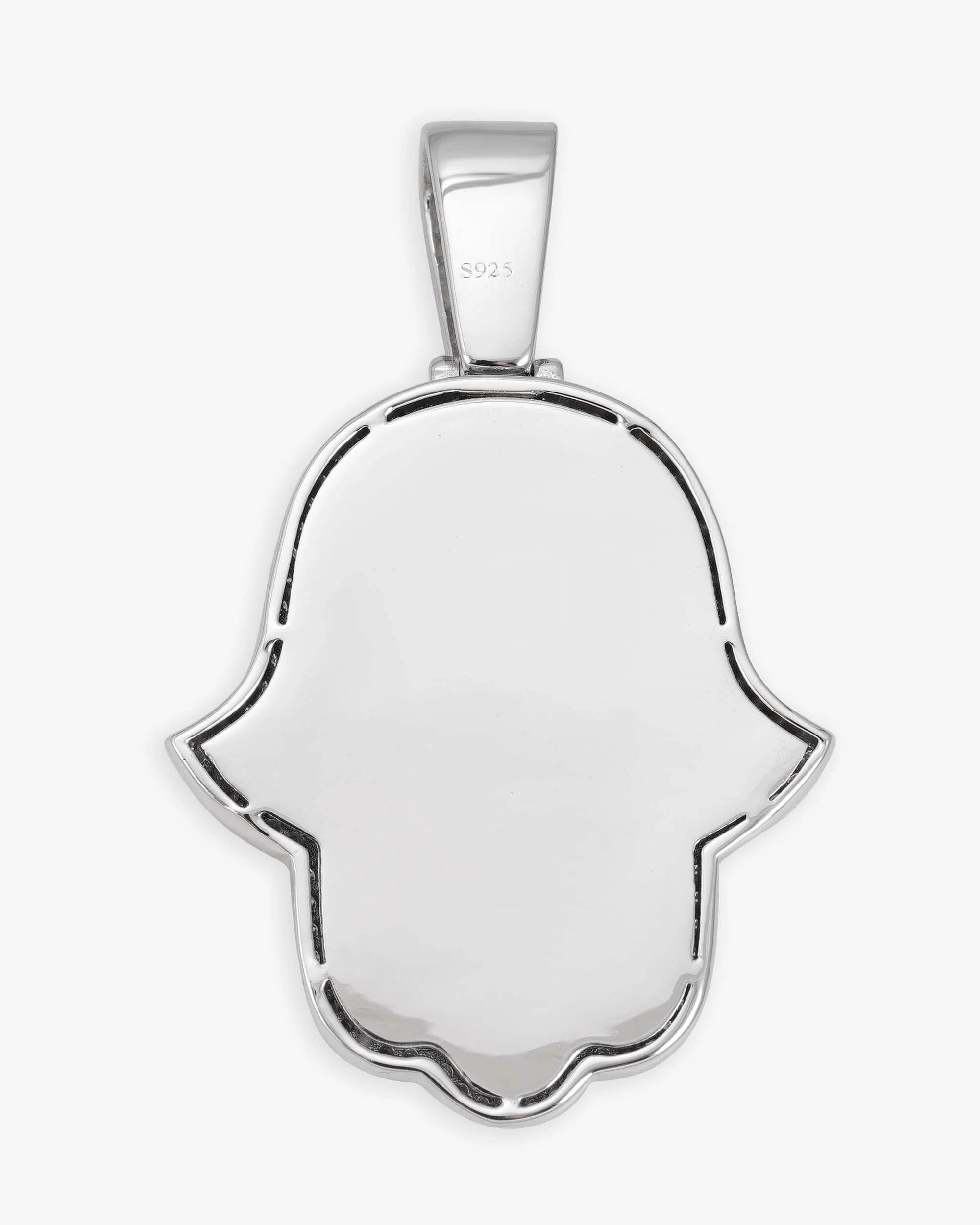 Moissanite Two Tone Hamsa Hand Pendant 14K Gold - Image 3