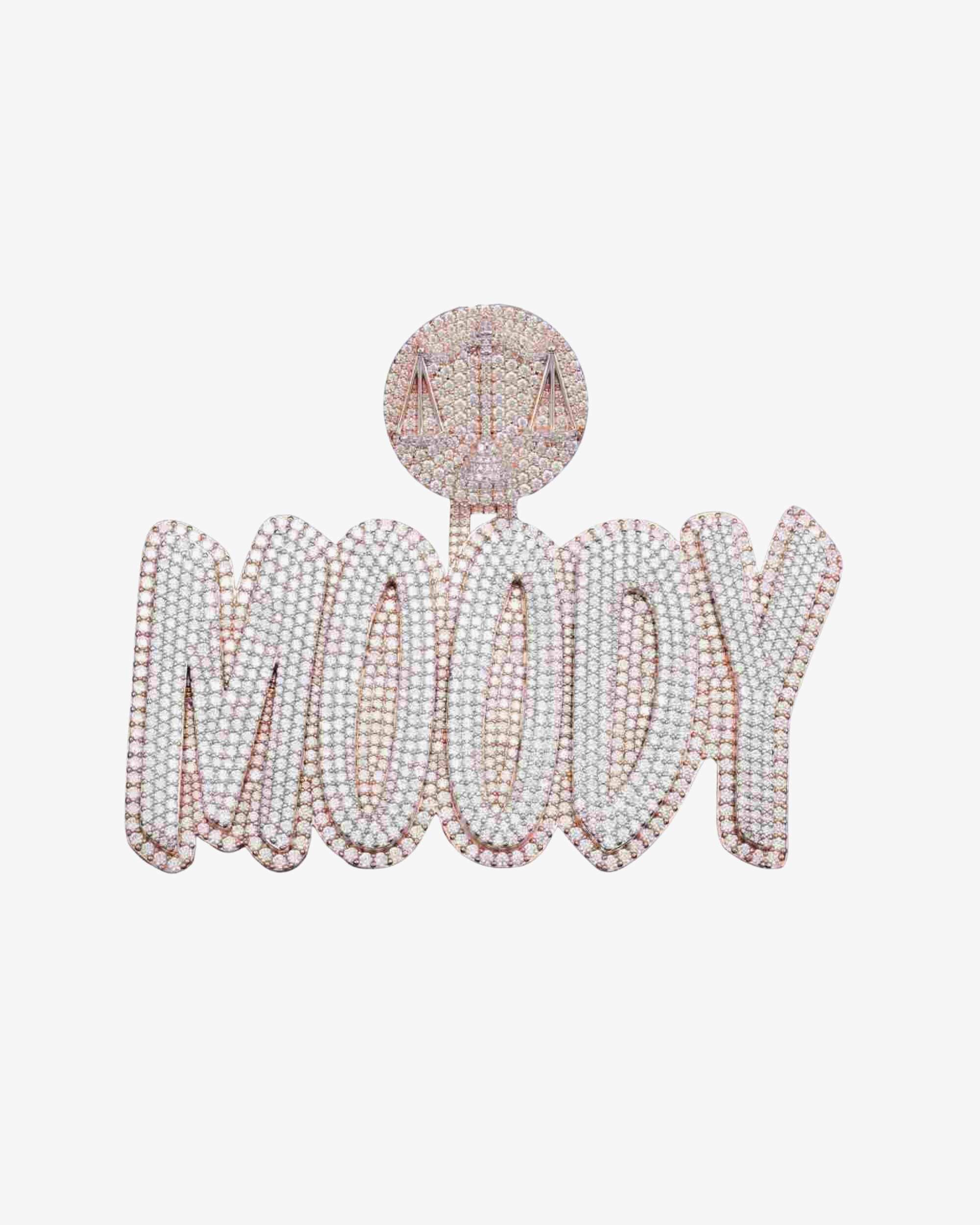 "MOODY" Custom Moissanite Name Pendant 14K Gold