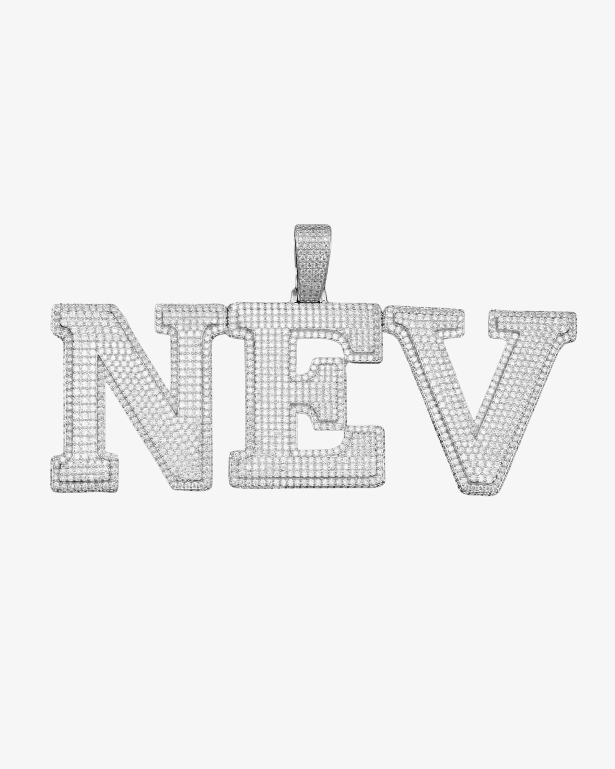 "NEV" Custom Moissanite Pendant 14K Gold