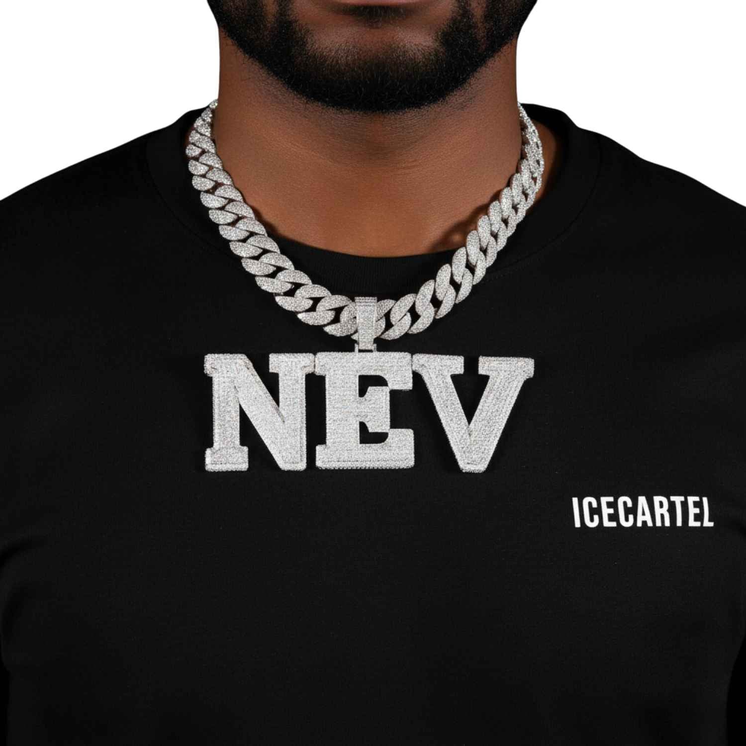 "NEV" Custom Moissanite Pendant 14K Gold - Image 2