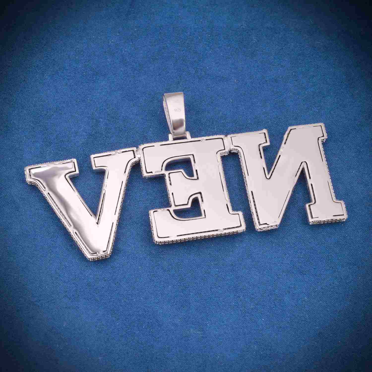 "NEV" Custom Moissanite Pendant 14K Gold - Image 3