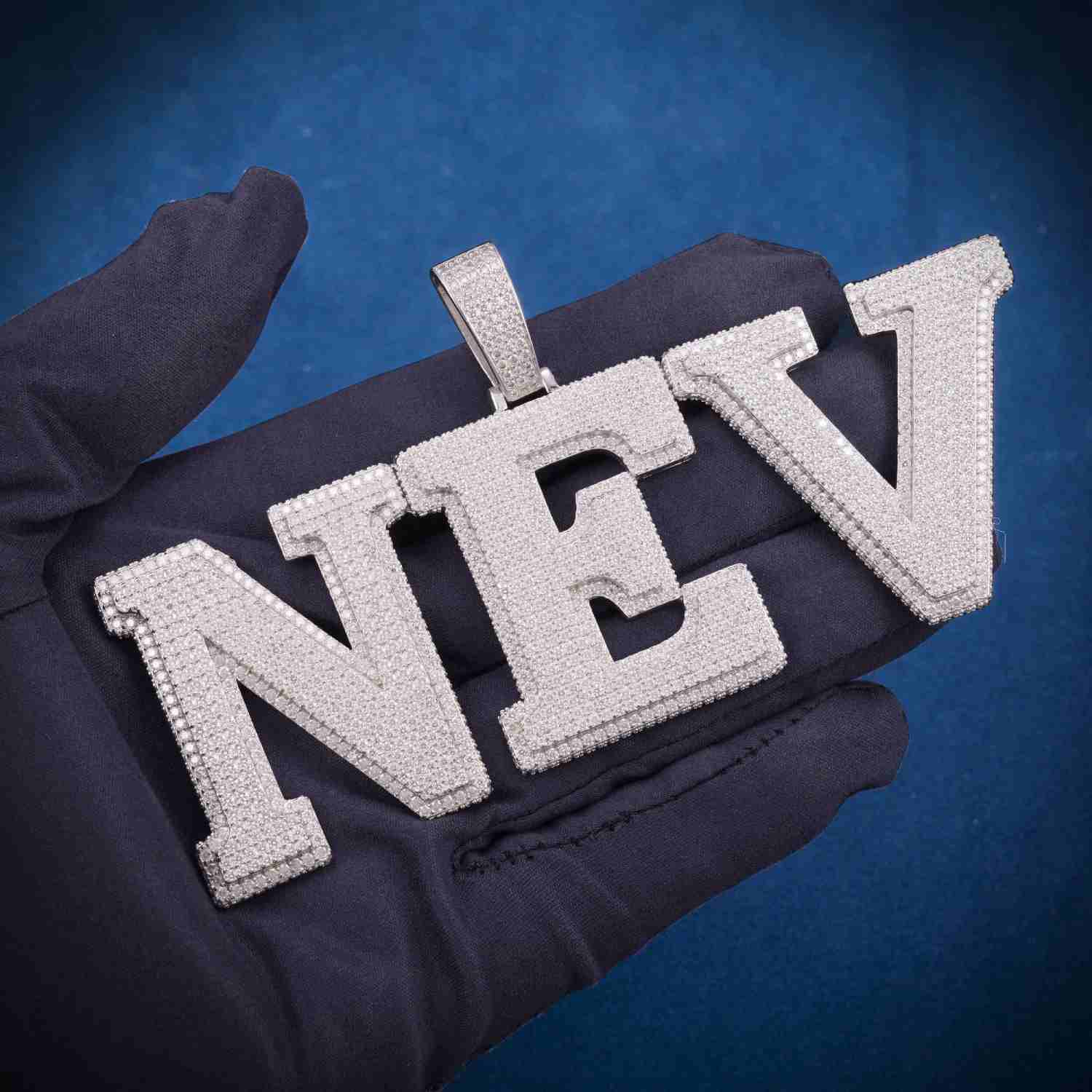 "NEV" Custom Moissanite Pendant 14K Gold - Image 4