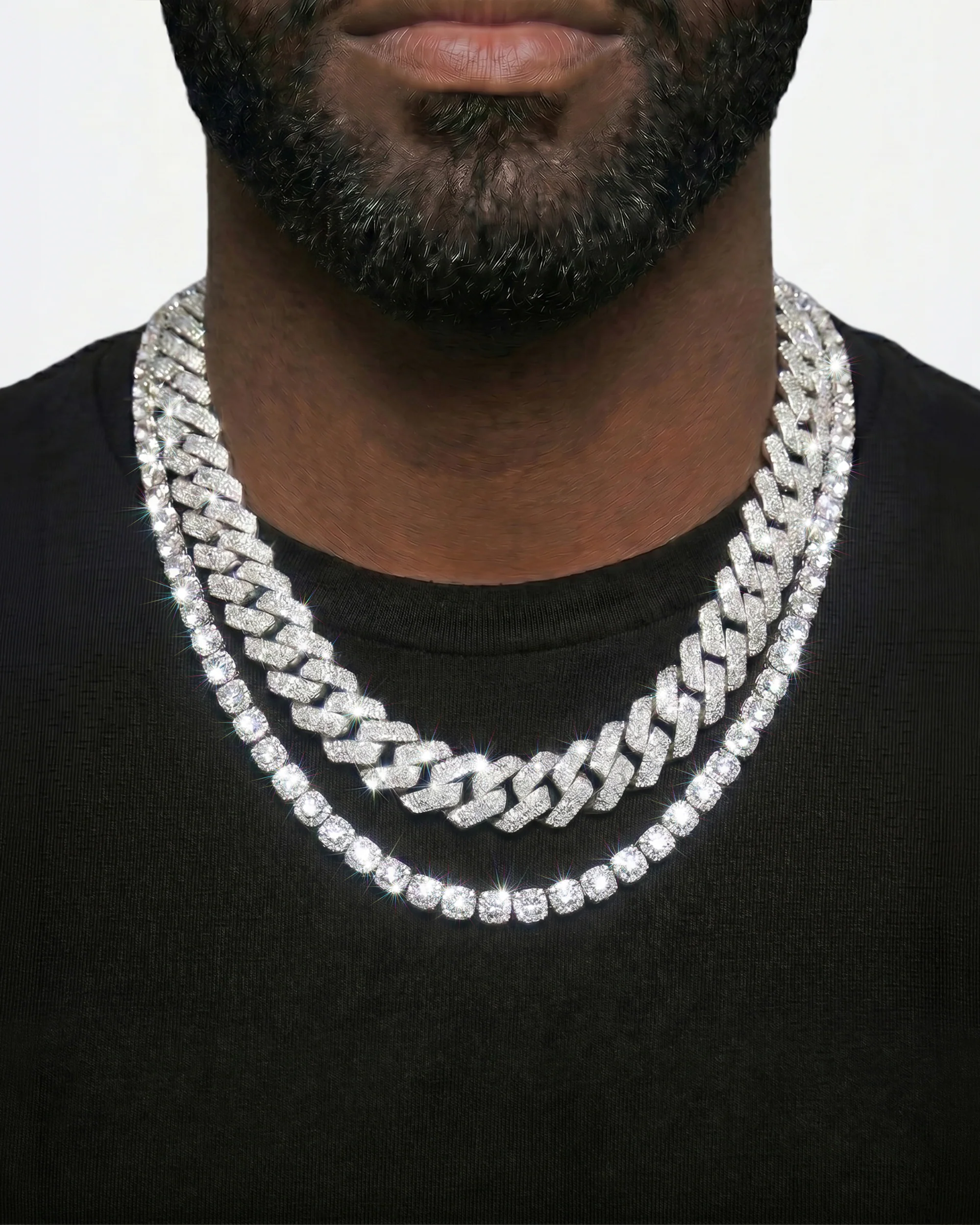 White Gold Cuban Chain Set - Image 13