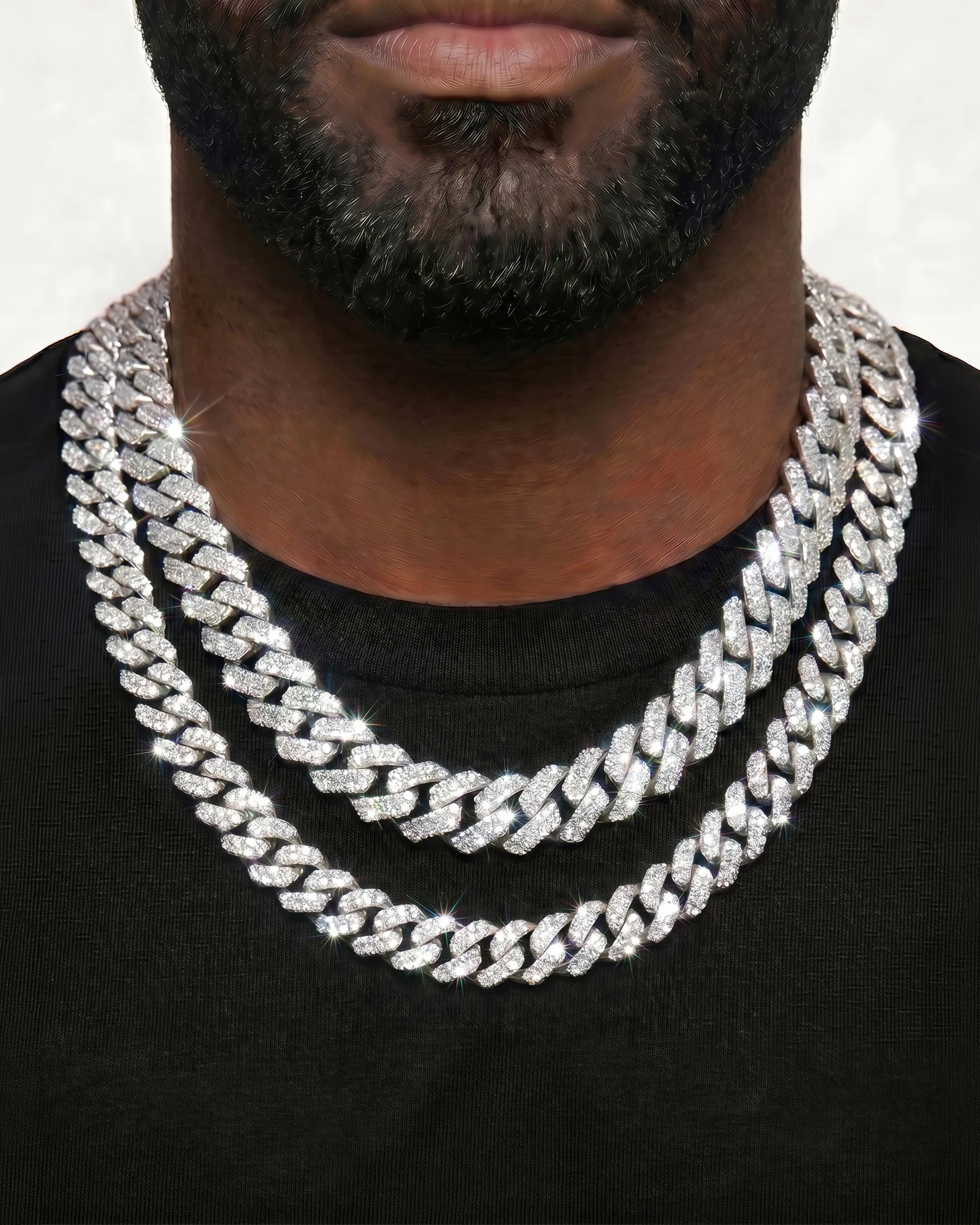 White Gold Cuban Chain Set - Image 14