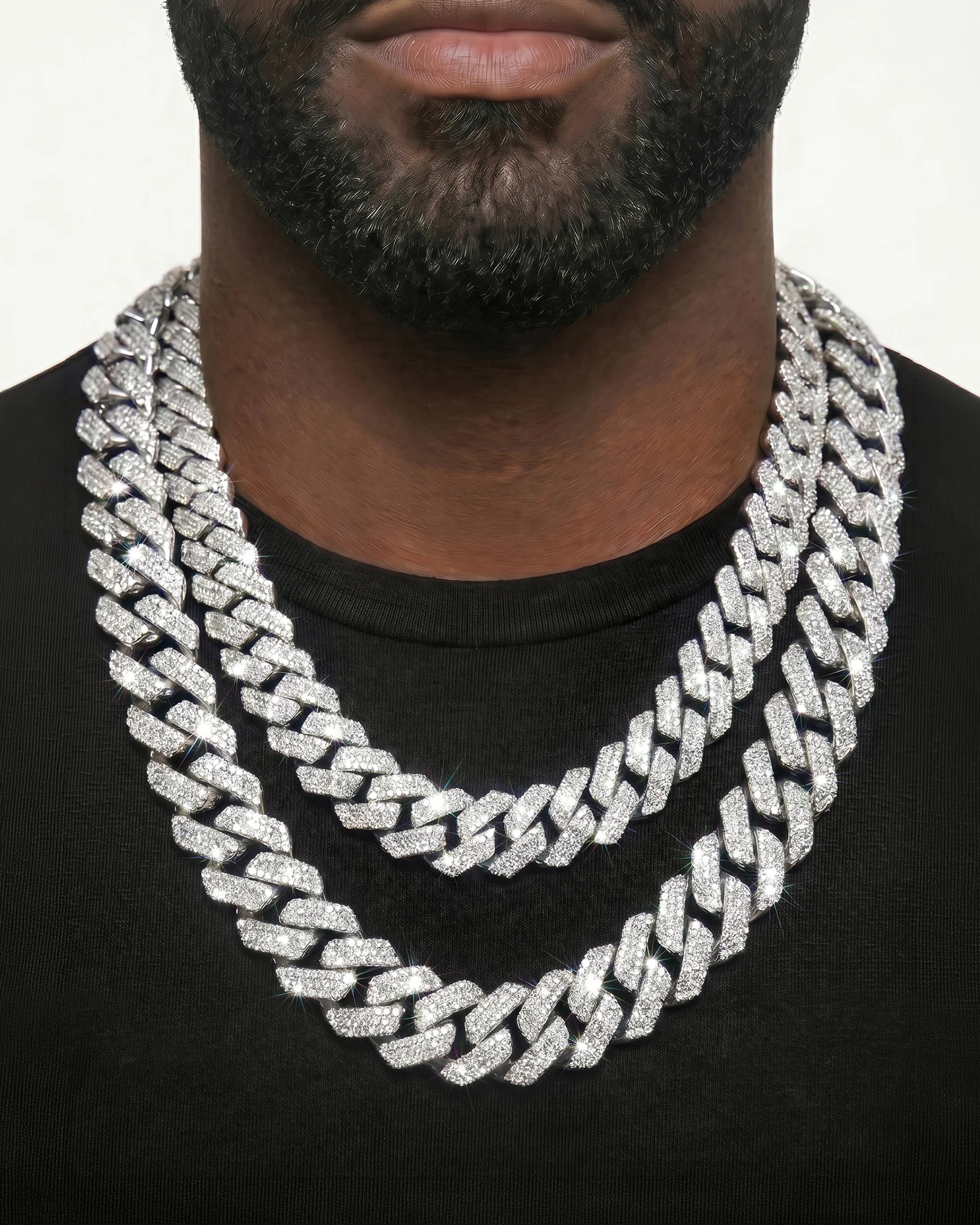 White Gold Cuban Chain Set - Image 15