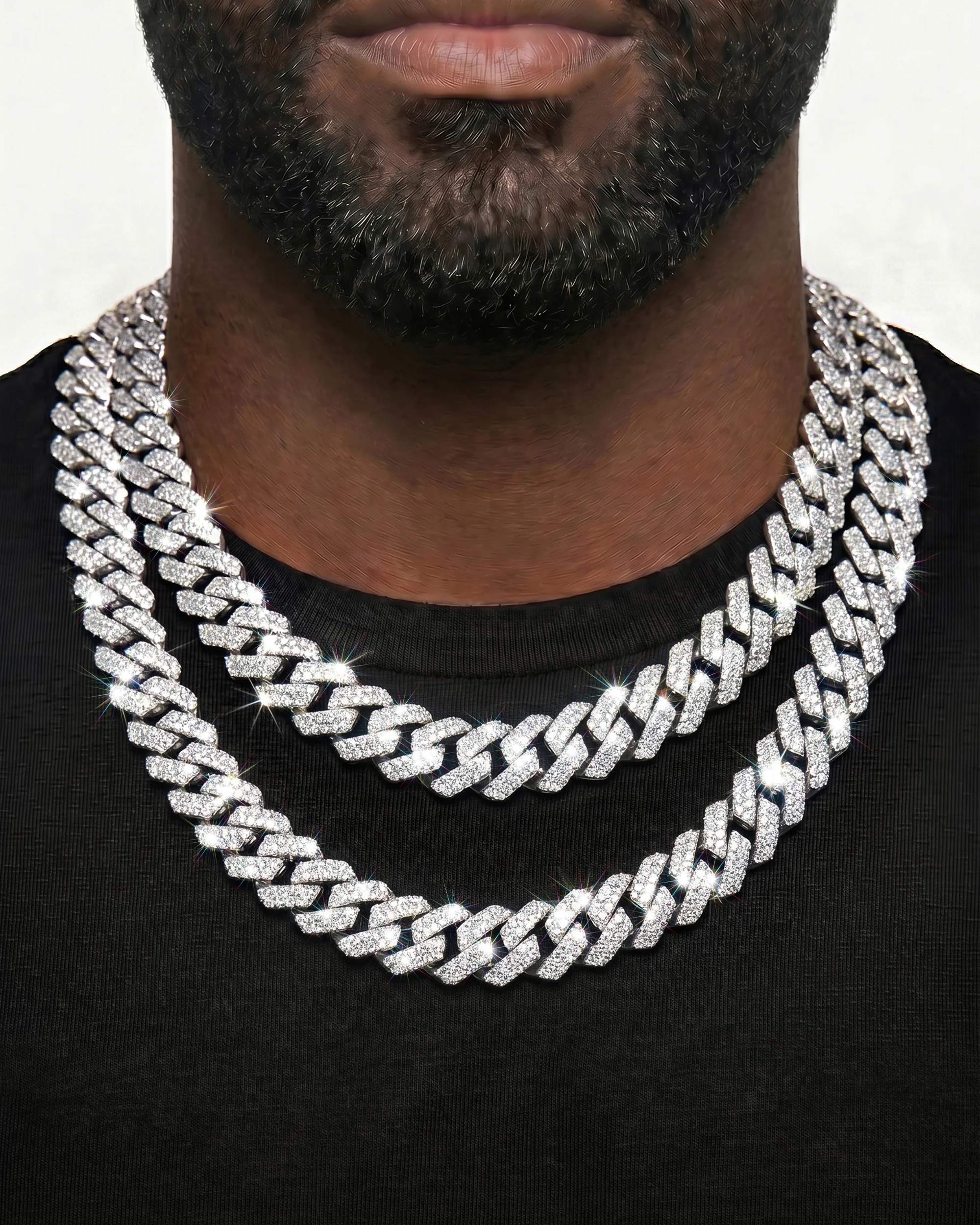 White Gold Cuban Chain Set - Image 16
