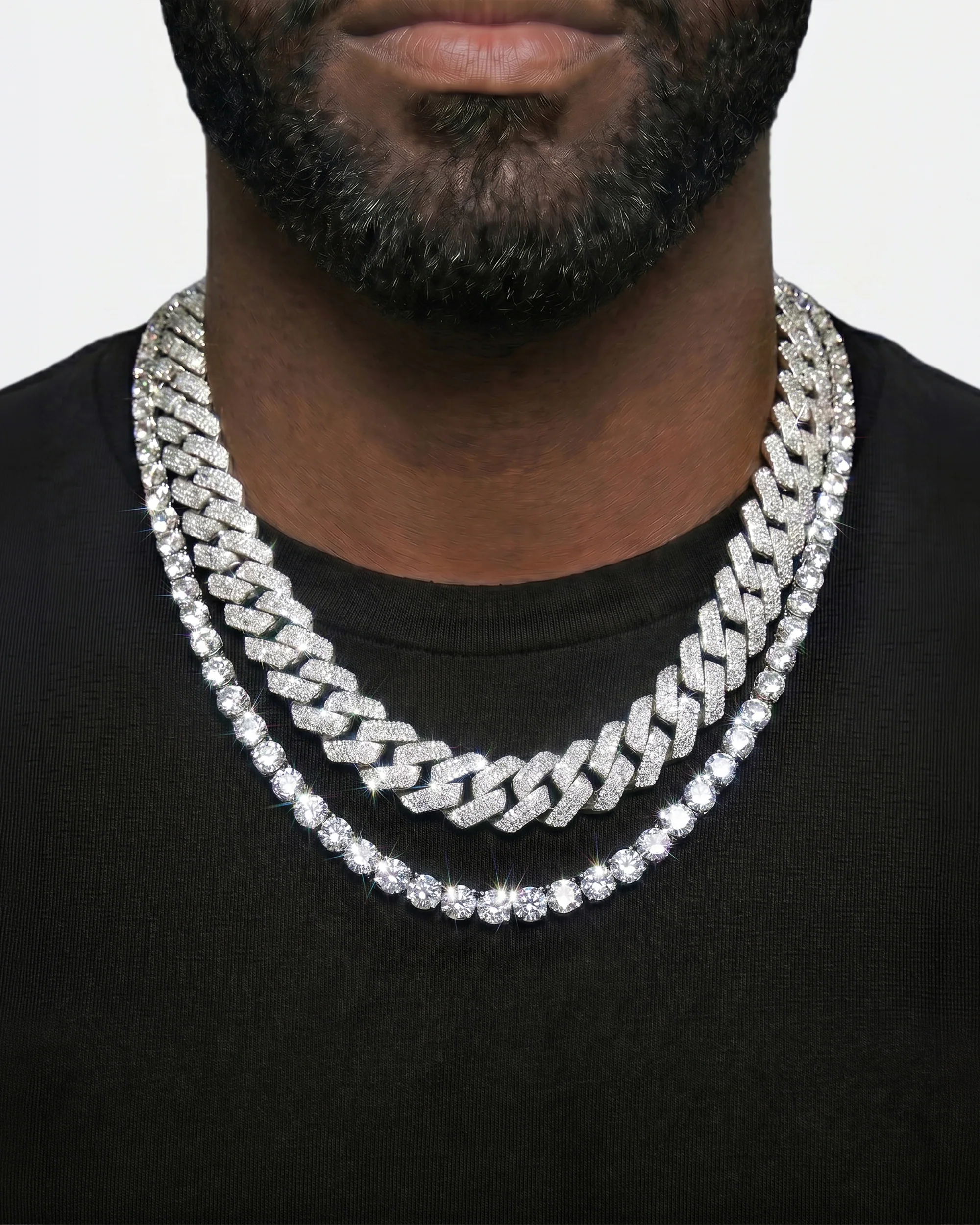 White Gold Cuban Chain Set - Image 17