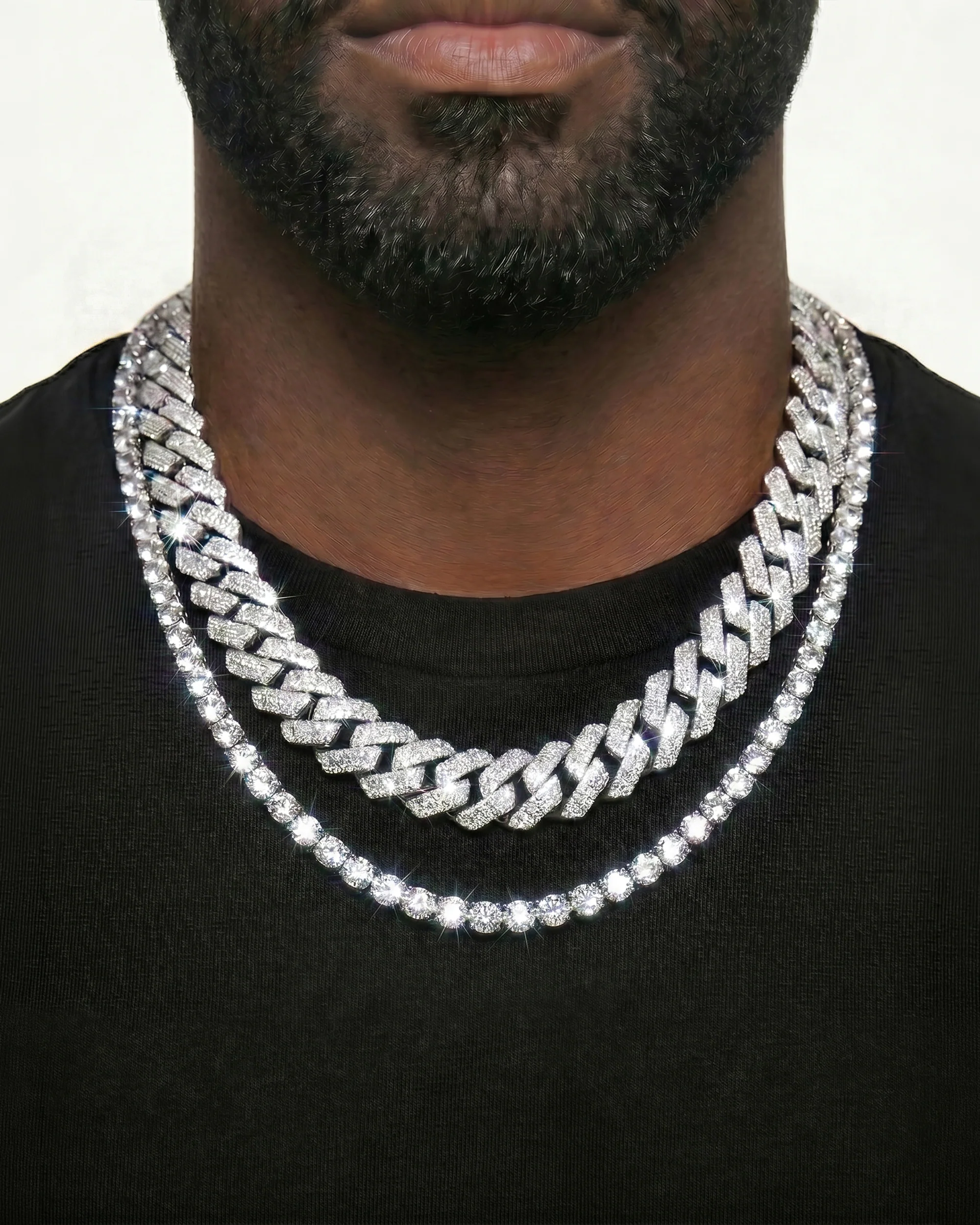 White Gold Cuban Chain Set - Image 18