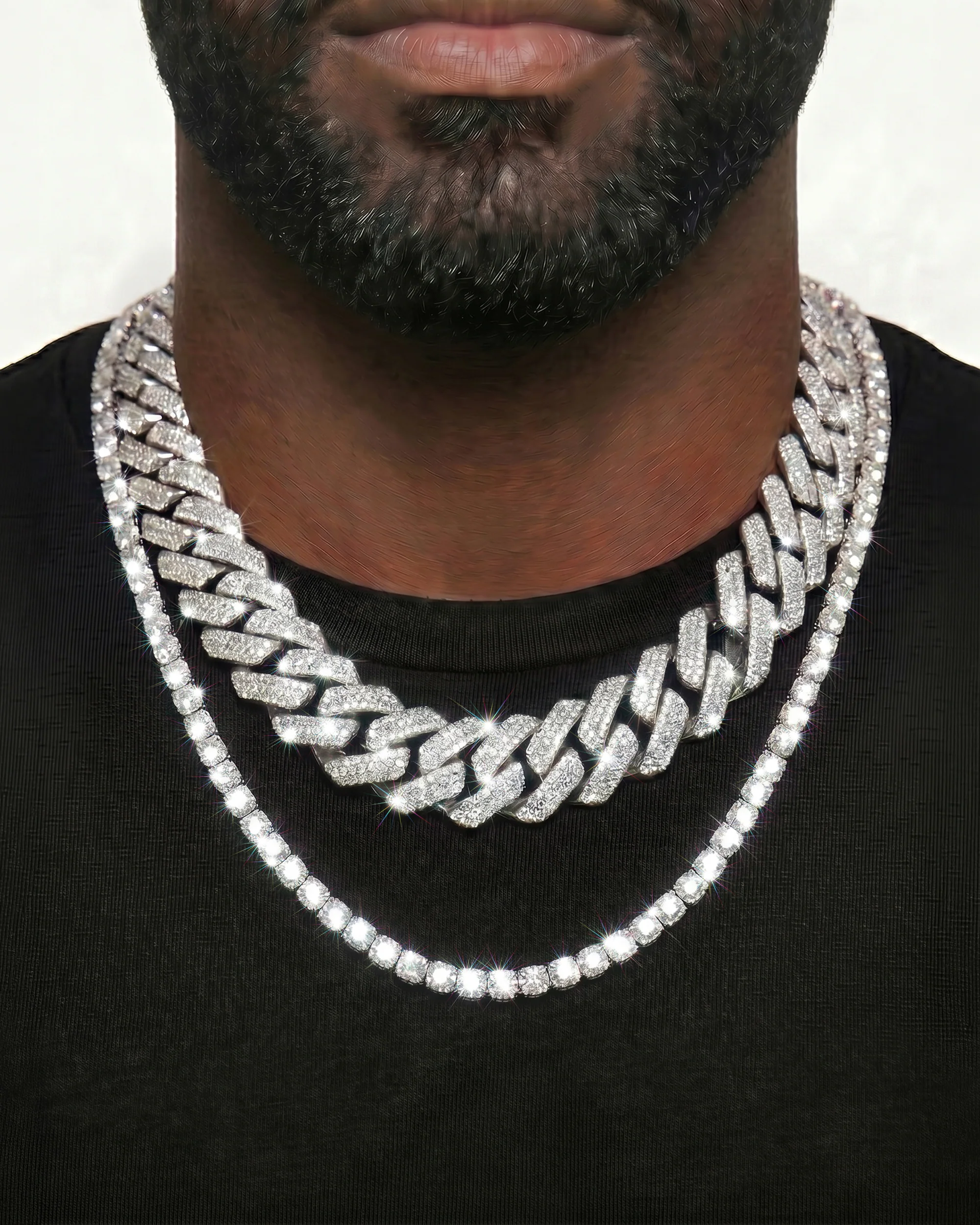 White Gold Cuban Chain Set - Image 19