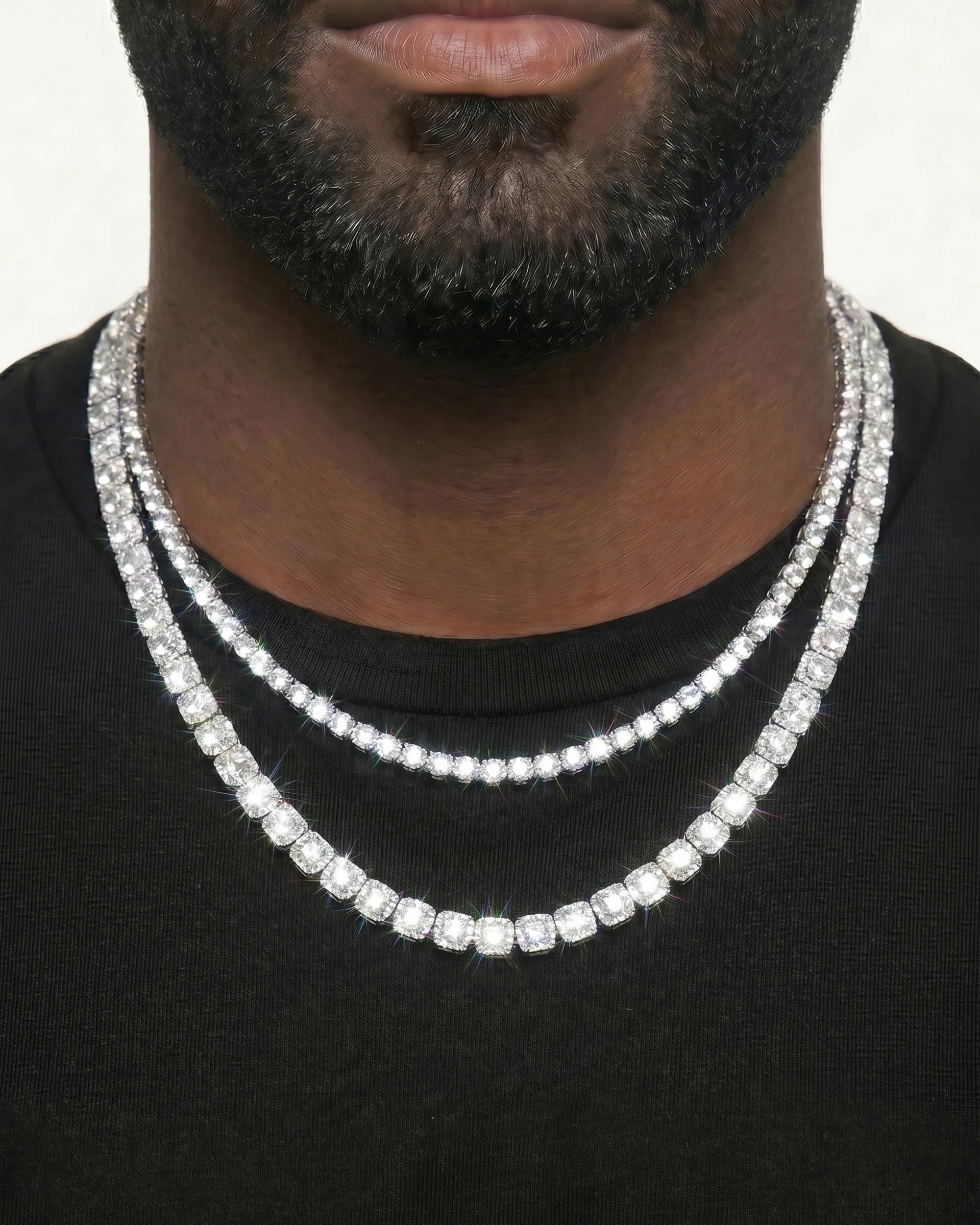 White Gold Cuban Chain Set - Image 2