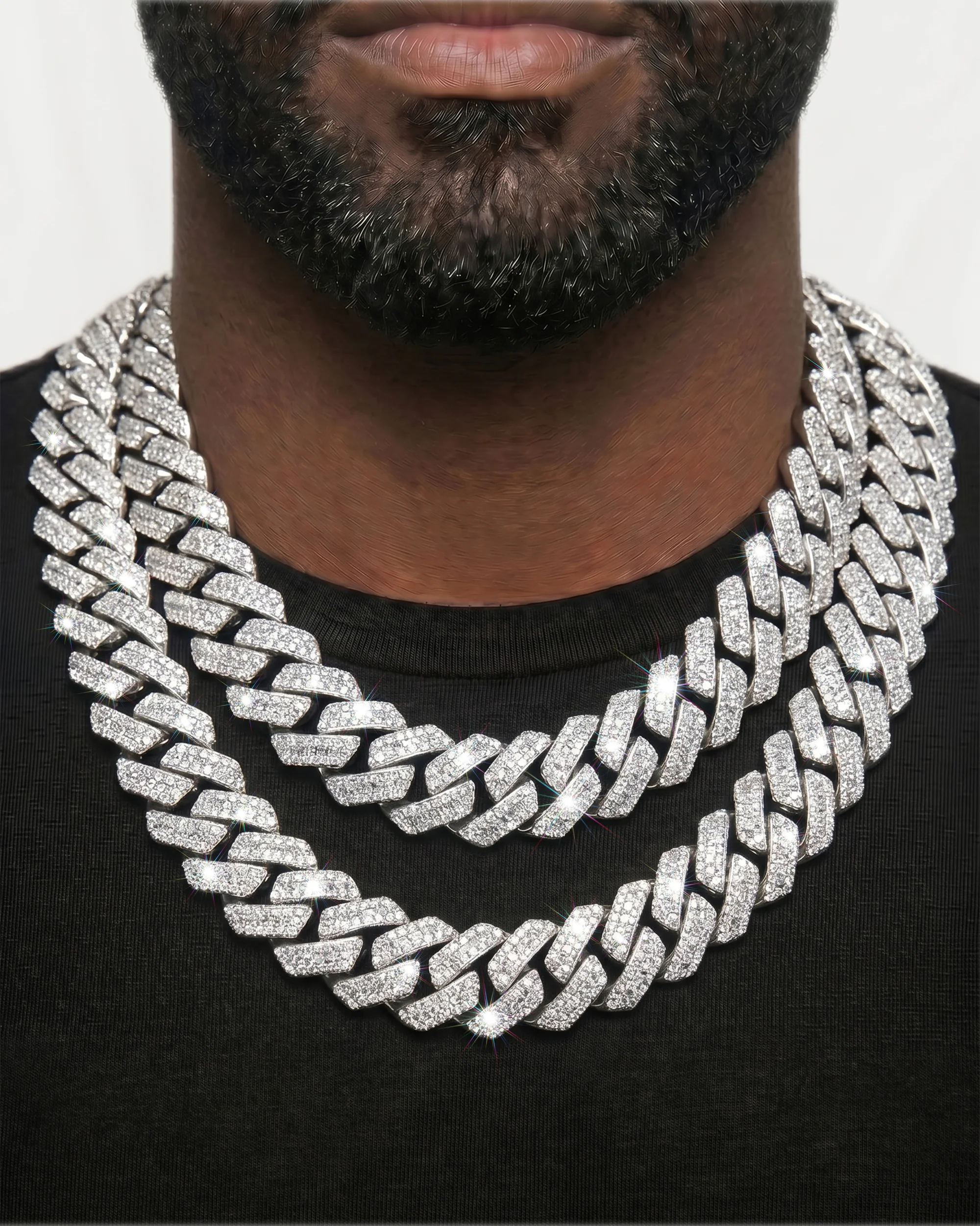 White Gold Cuban Chain Set - Image 21