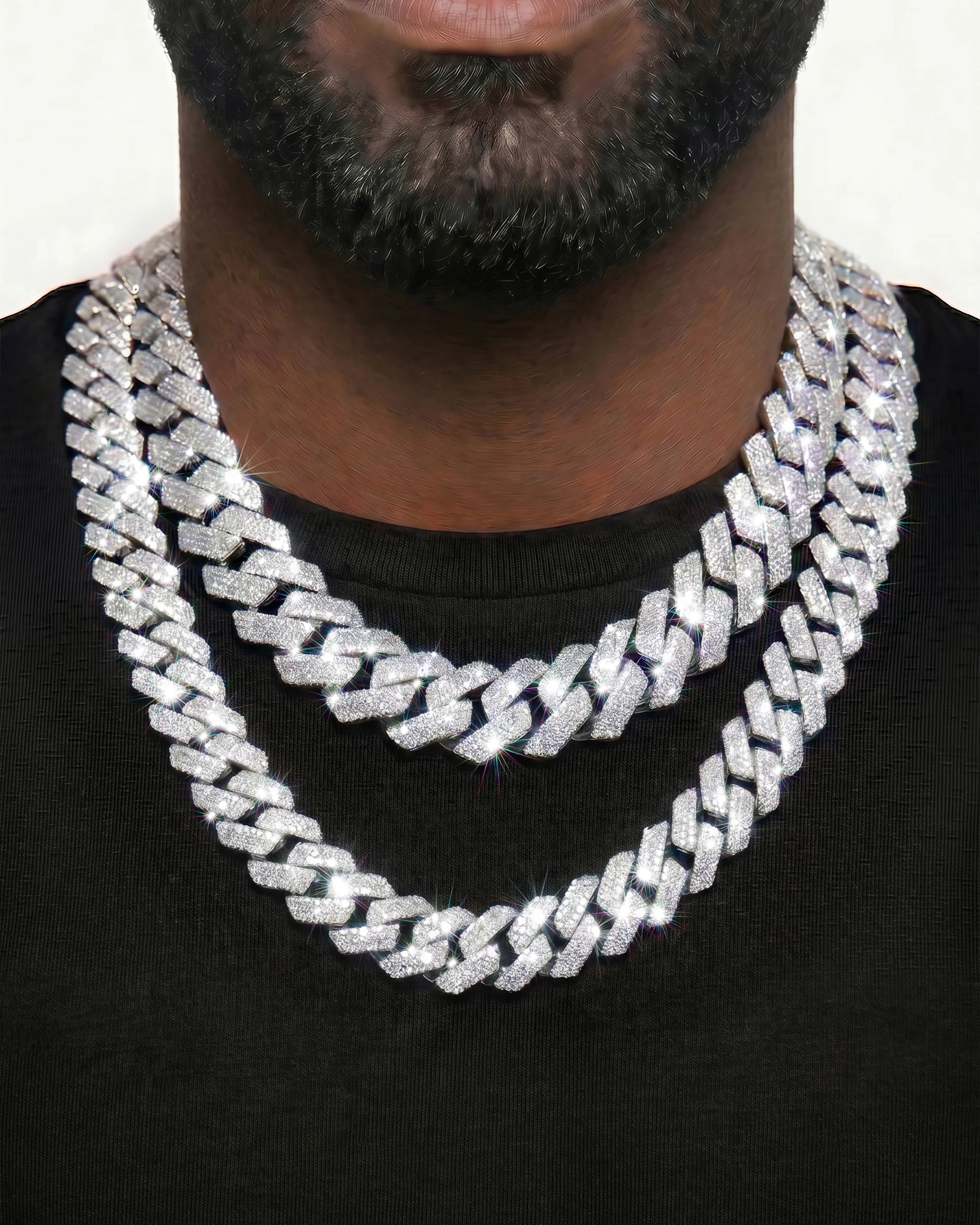 White Gold Cuban Chain Set - Image 22