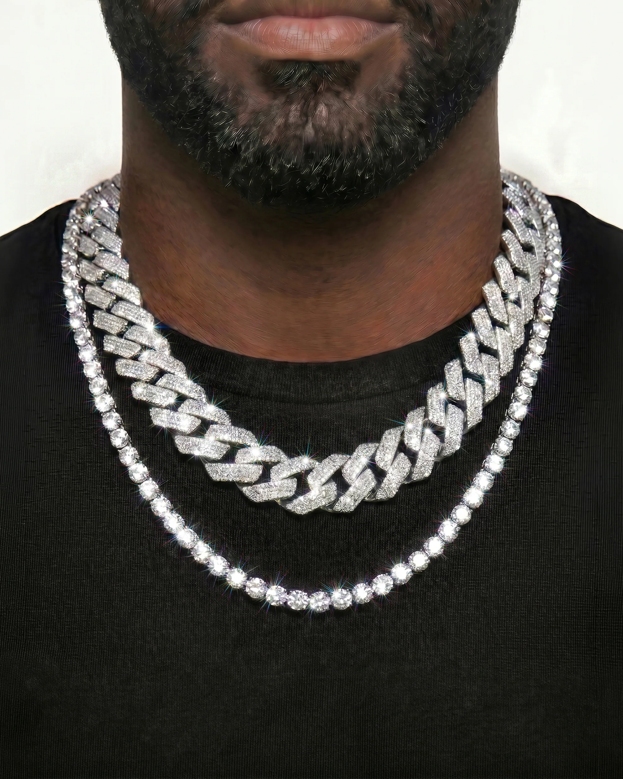 White Gold Cuban Chain Set - Image 23