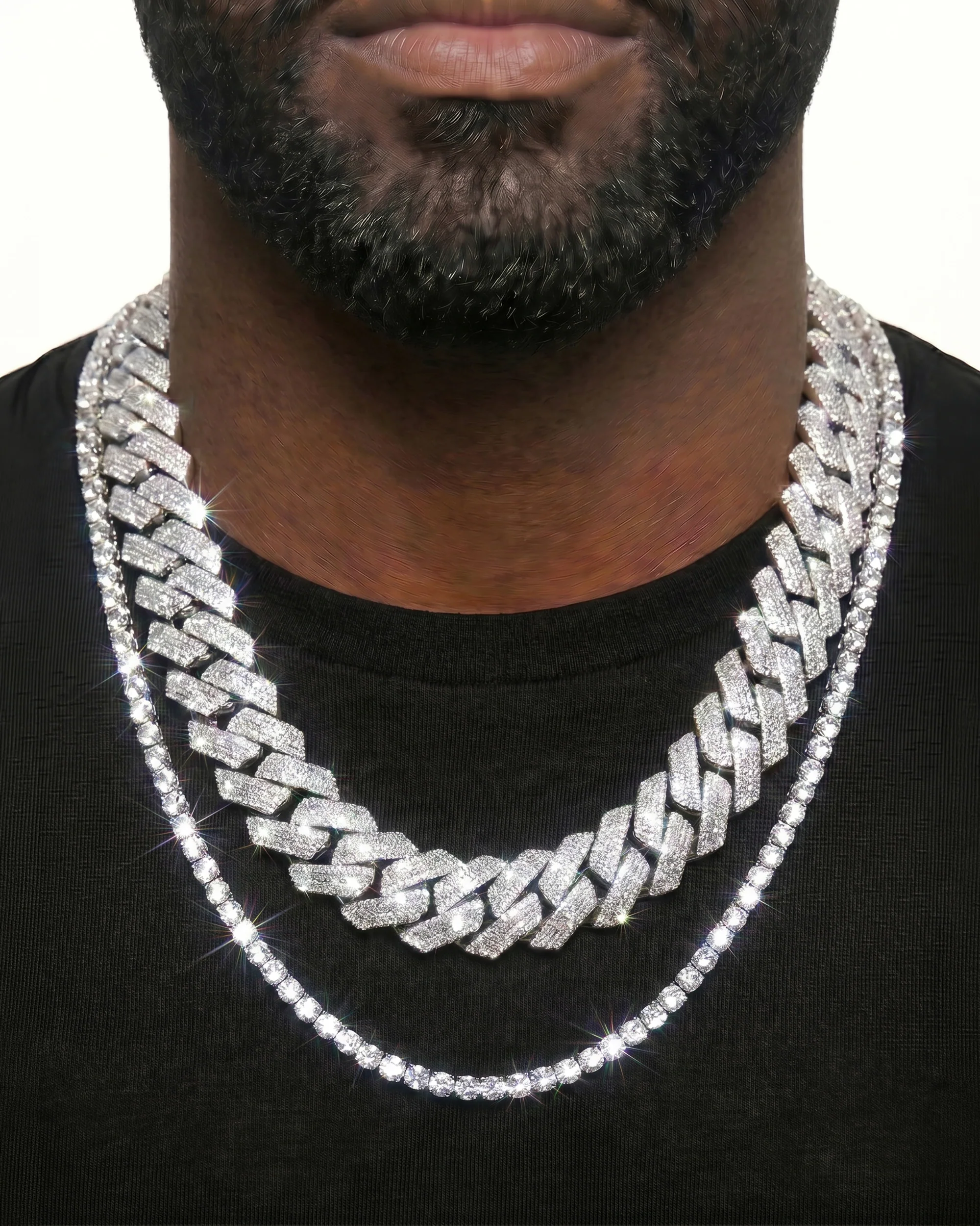 White Gold Cuban Chain Set - Image 24