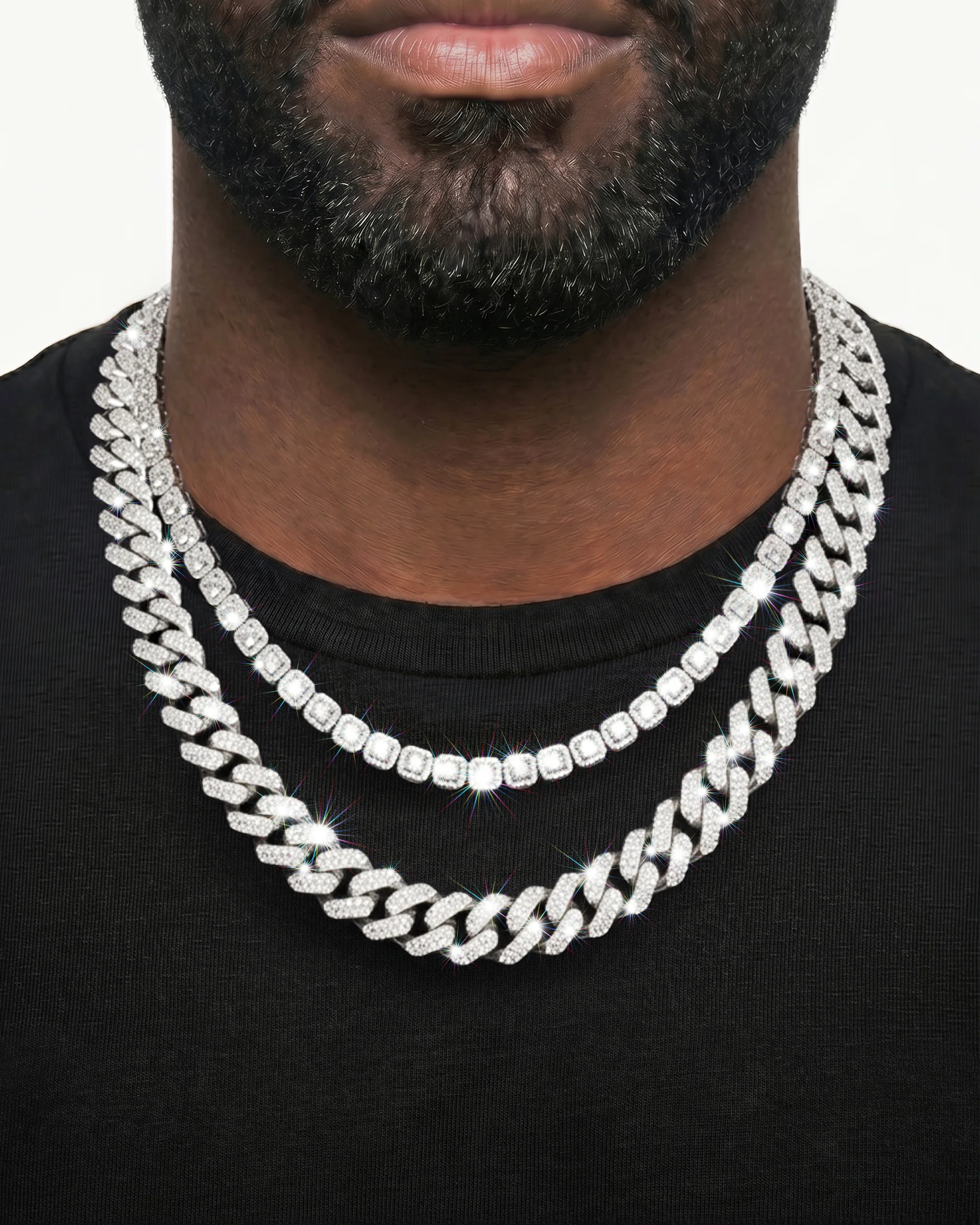 White Gold Cuban Chain Set - Image 26