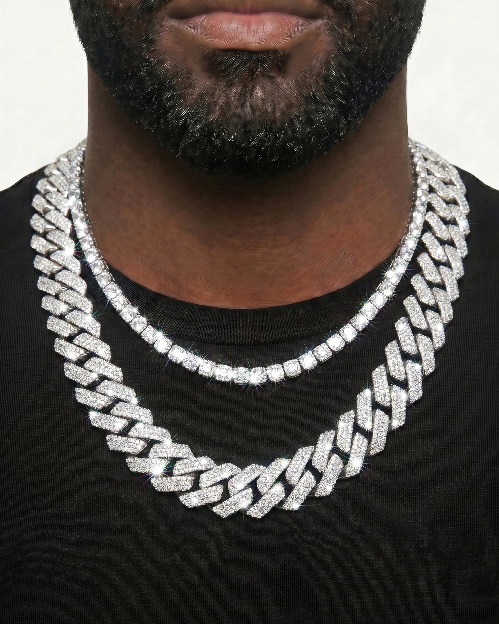 White Gold Cuban Chain Set - Image 27