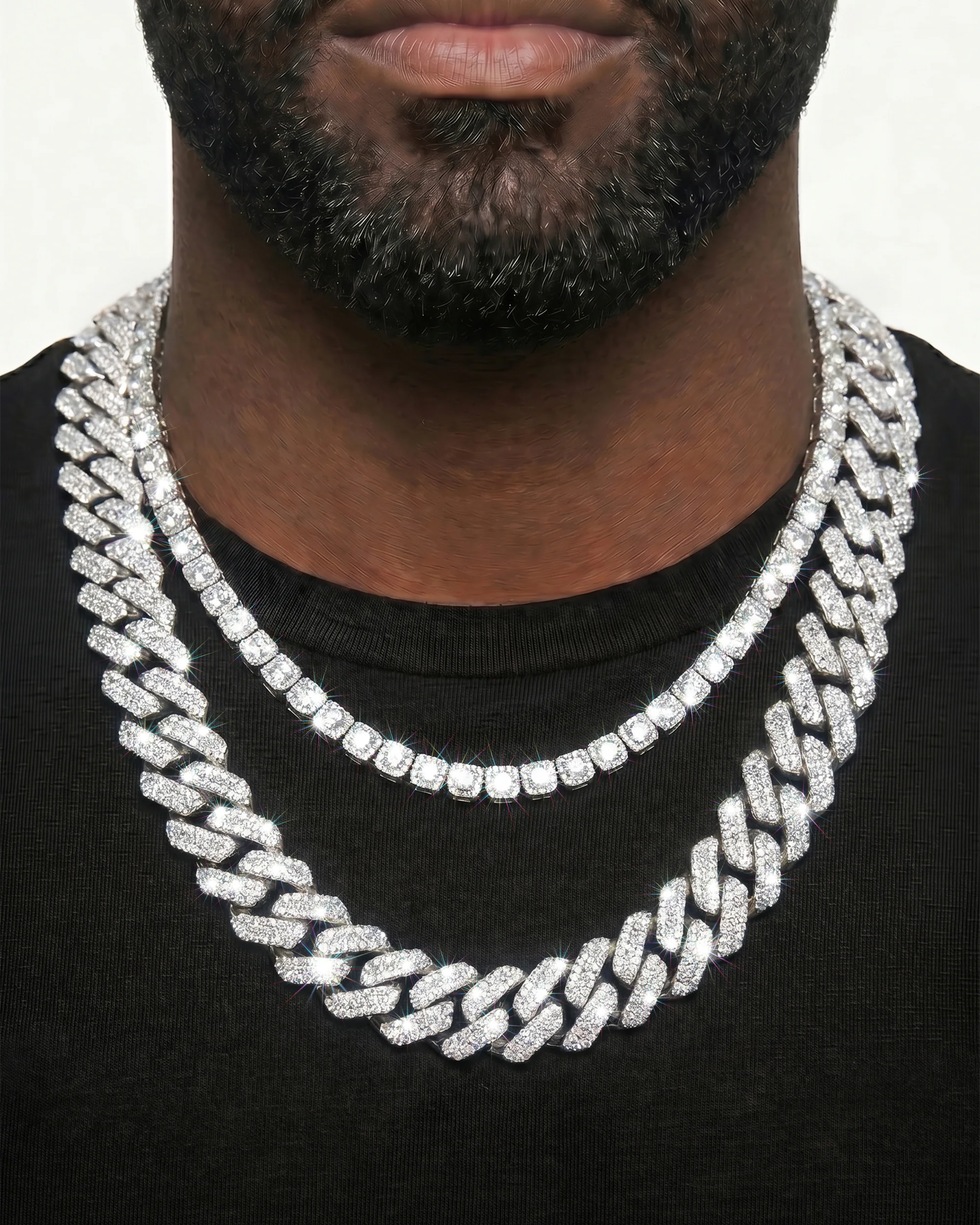 White Gold Cuban Chain Set - Image 28