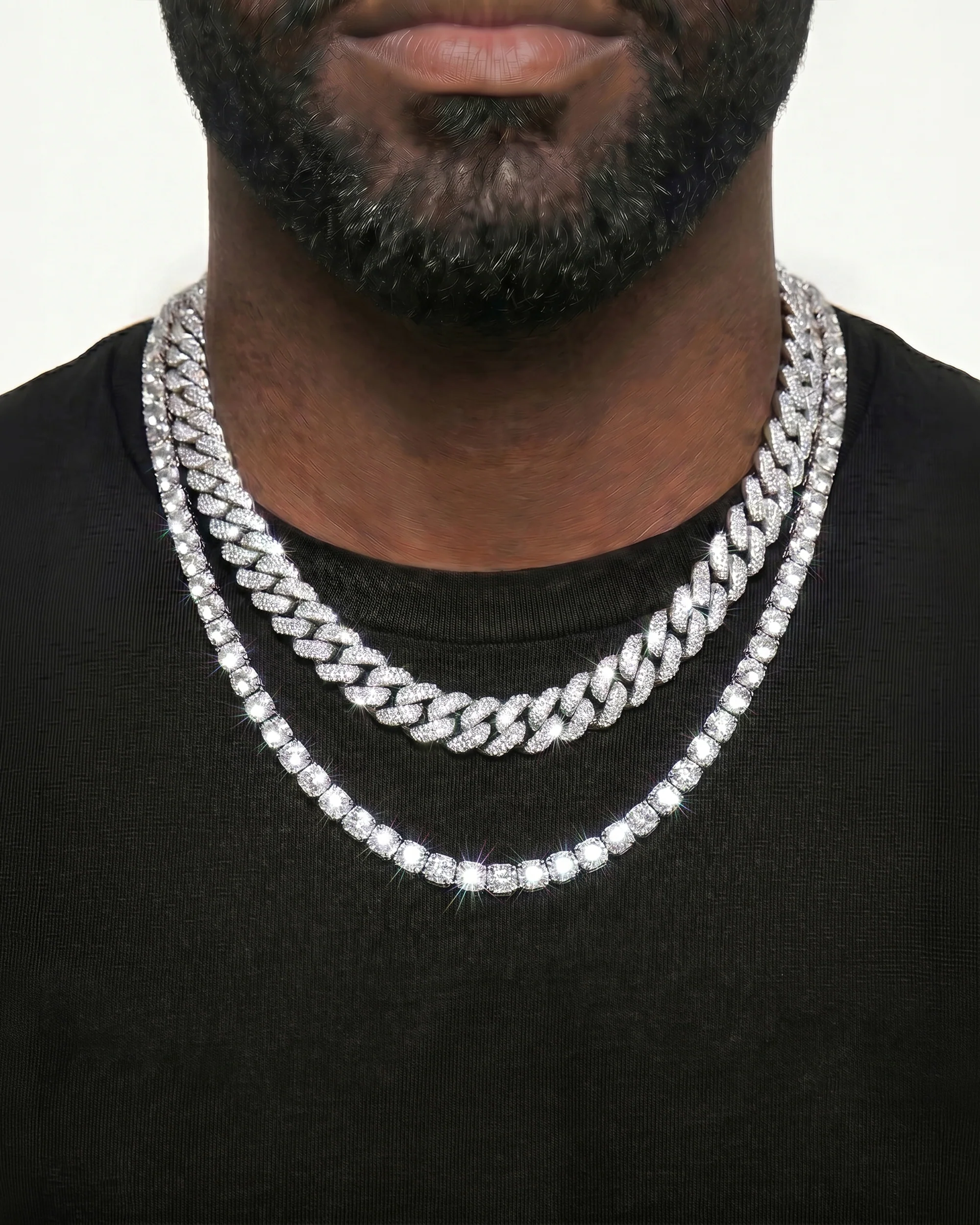 White Gold Cuban Chain Set - Image 31