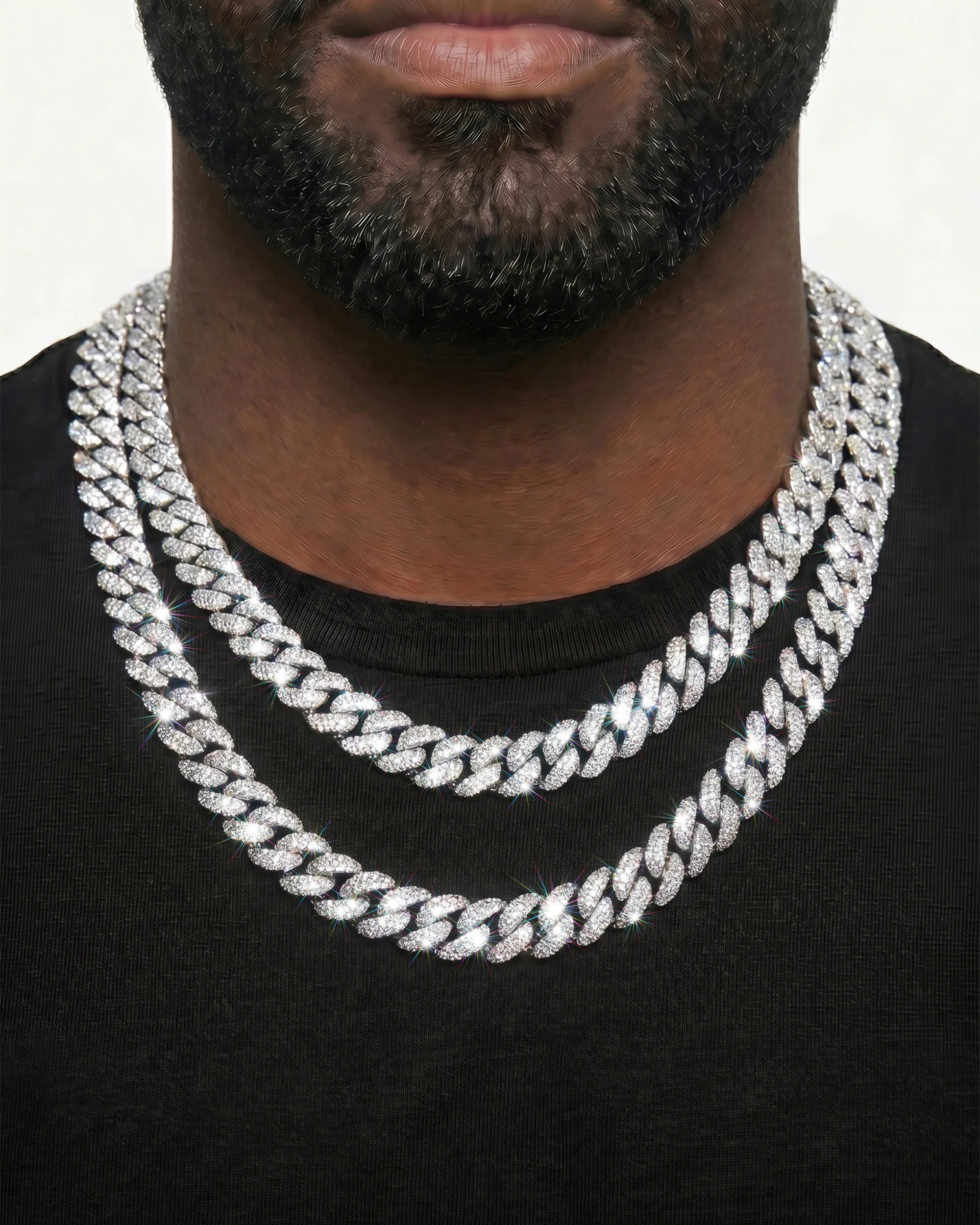 White Gold Cuban Chain Set - Image 32