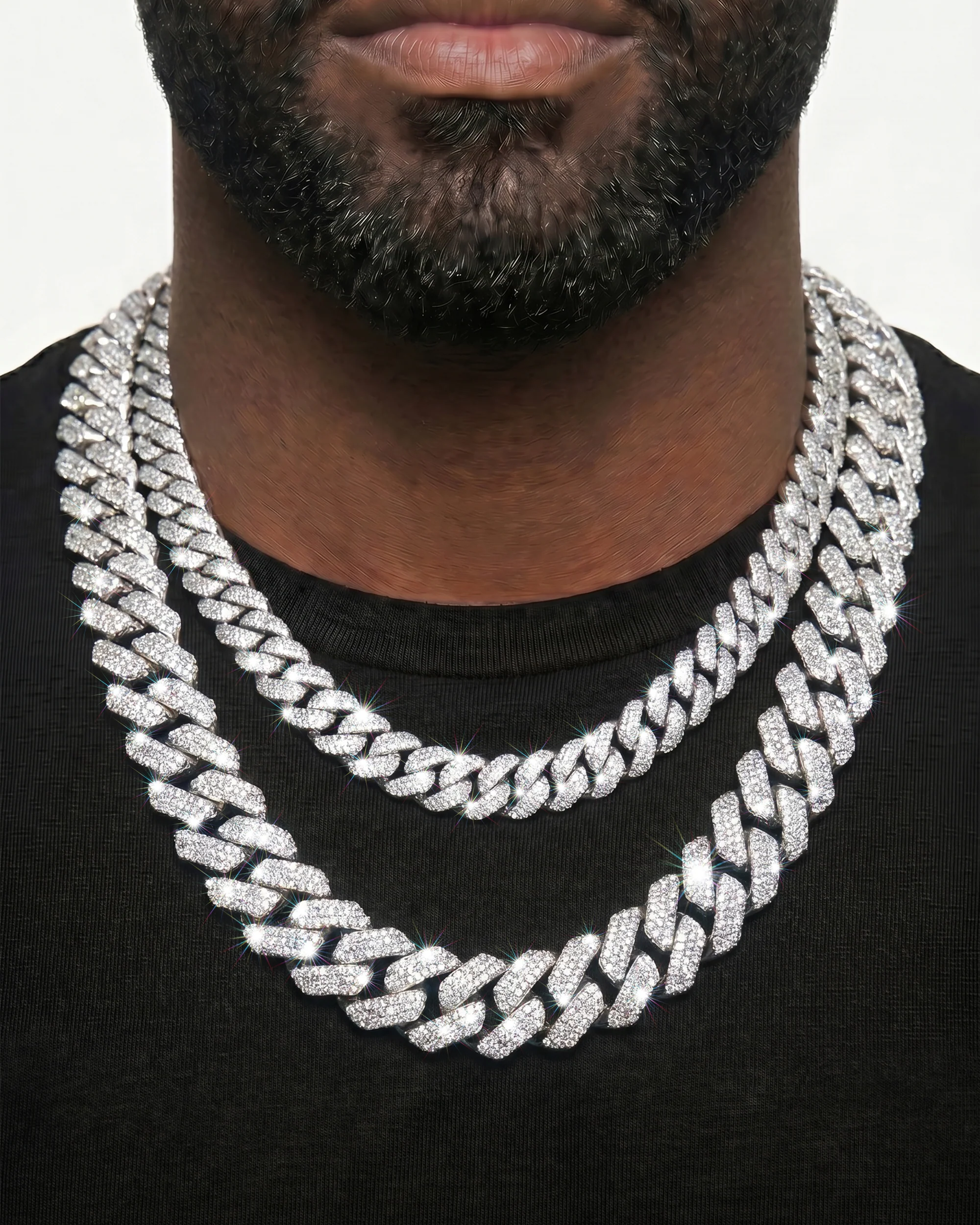 White Gold Cuban Chain Set - Image 33