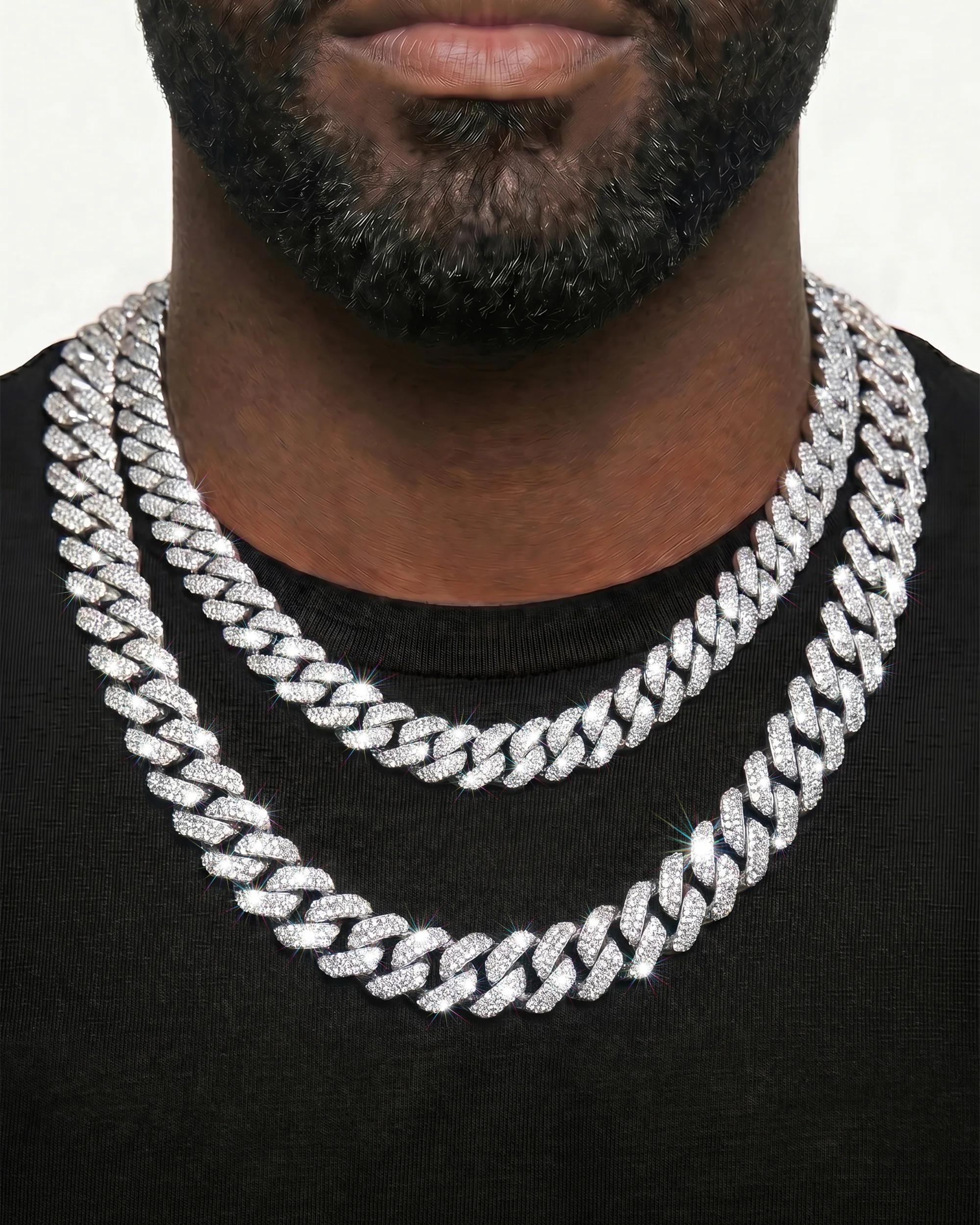 White Gold Cuban Chain Set - Image 34