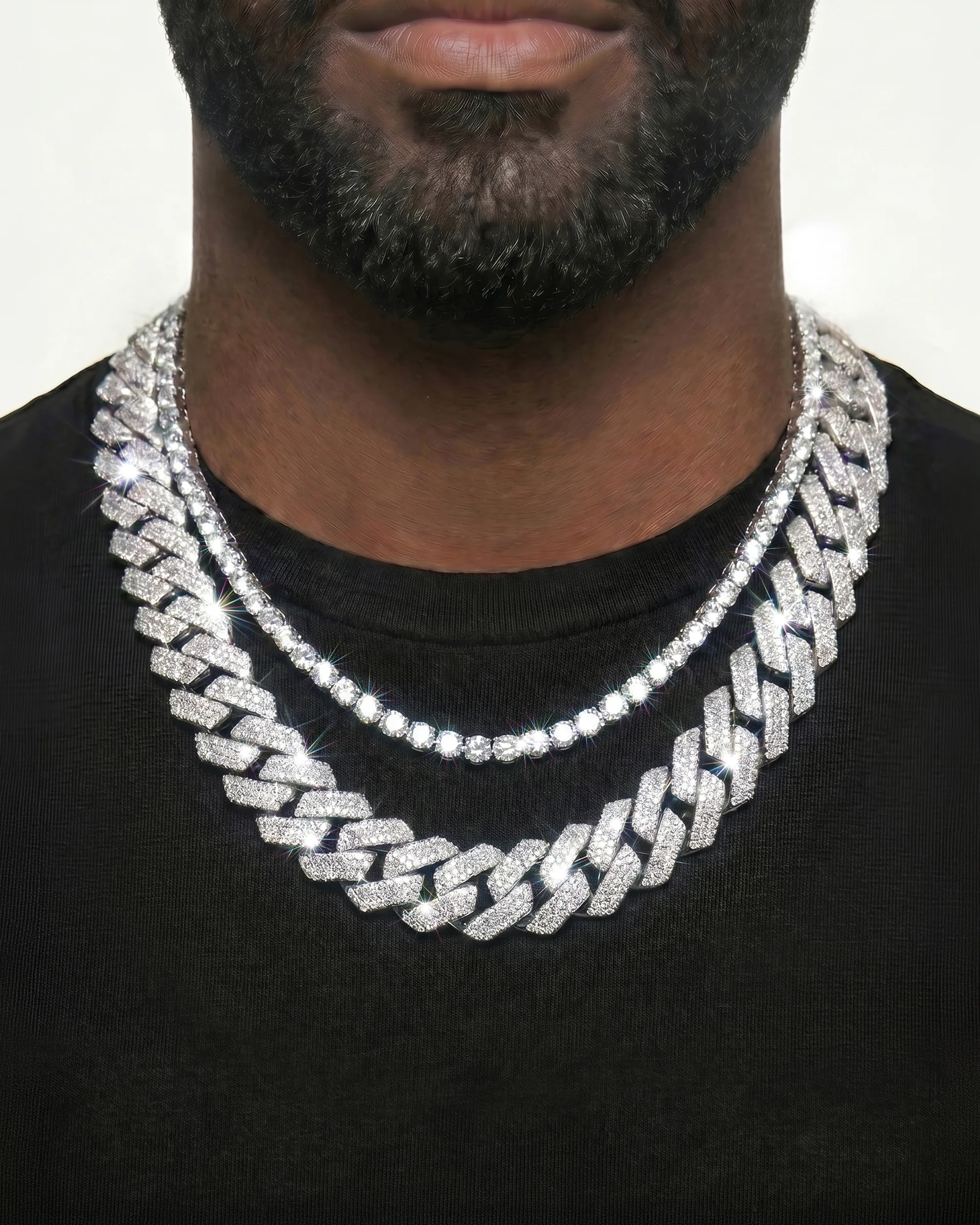 White Gold Cuban Chain Set - Image 5
