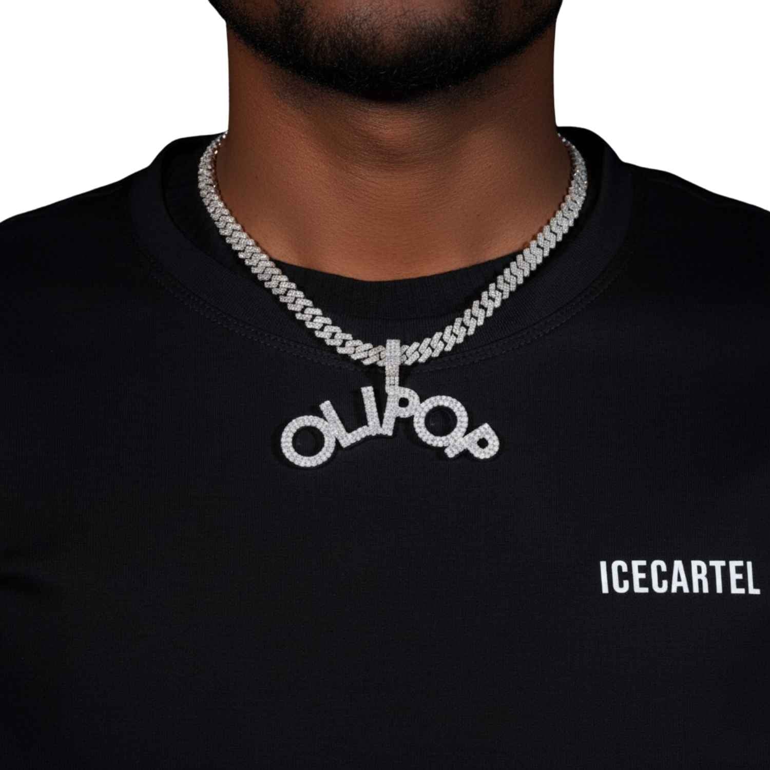 "OLIPOP" Custom Name Moissanite Pendant 14K Gold - Image 2
