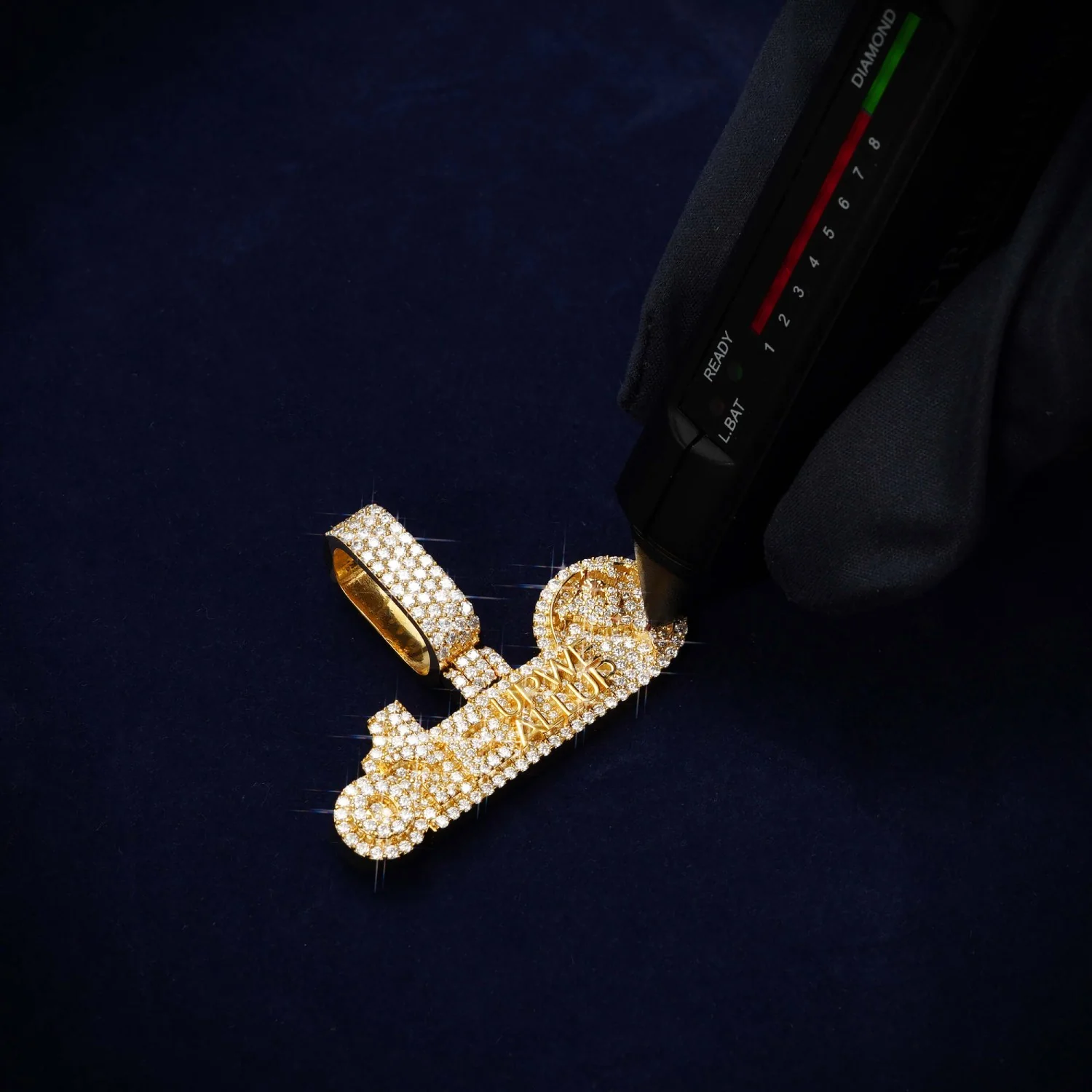 "ONE UP WE ALL UP" Custom Moissanite Name Pendant 14K Gold - Image 3