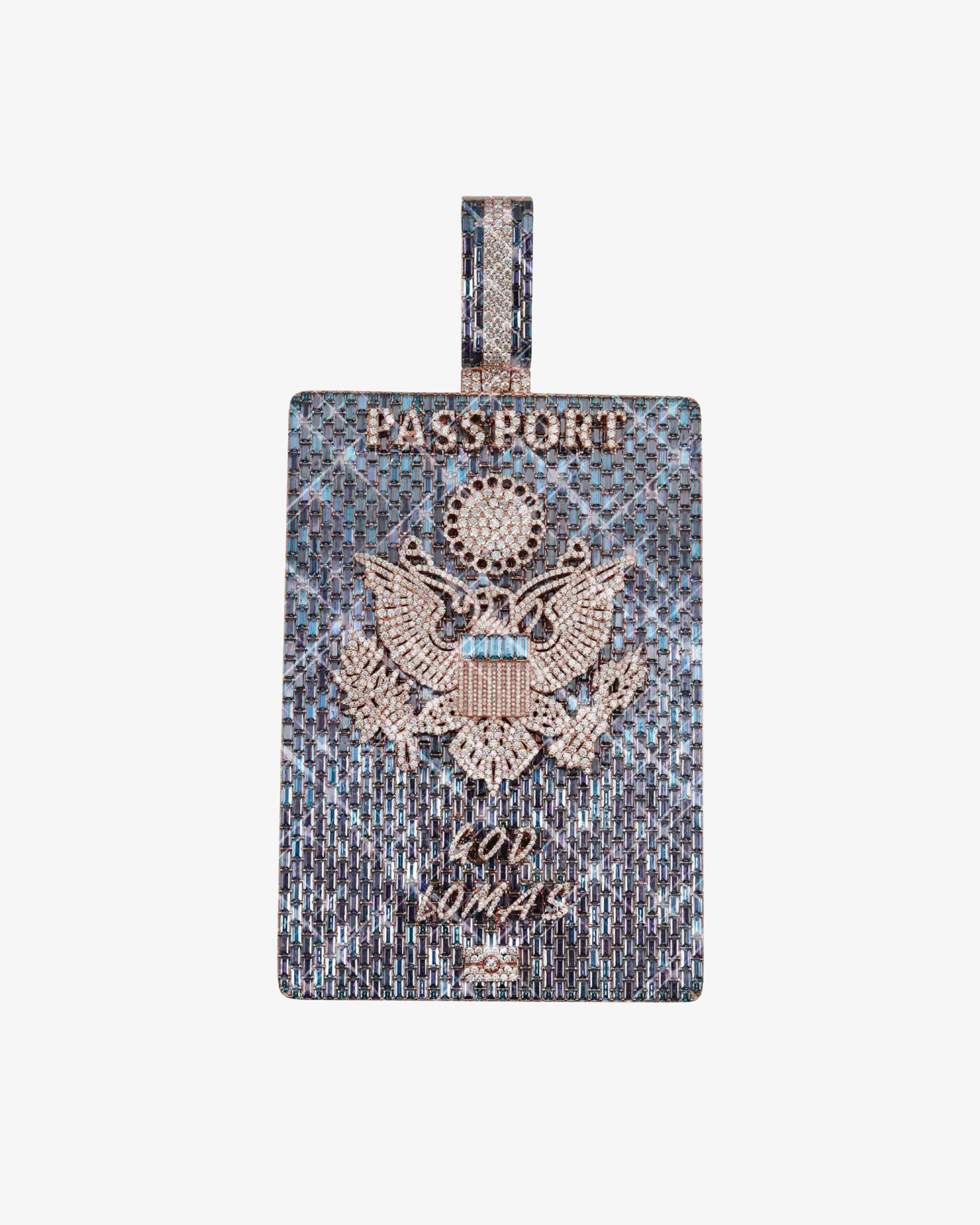 "PASSPORT" Custom Logo Moissanite Pendant 14K Gold