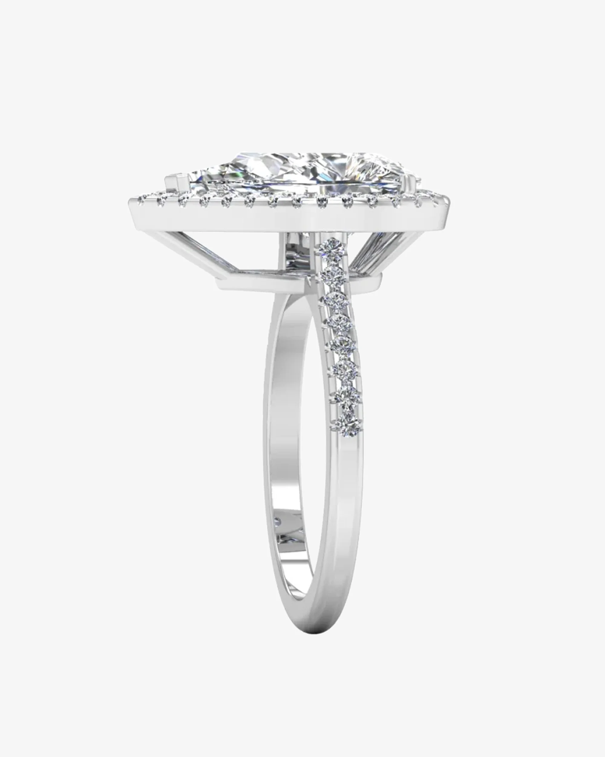 Pear Cut Moissanite Petite Halo Engagement Ring - Image 5
