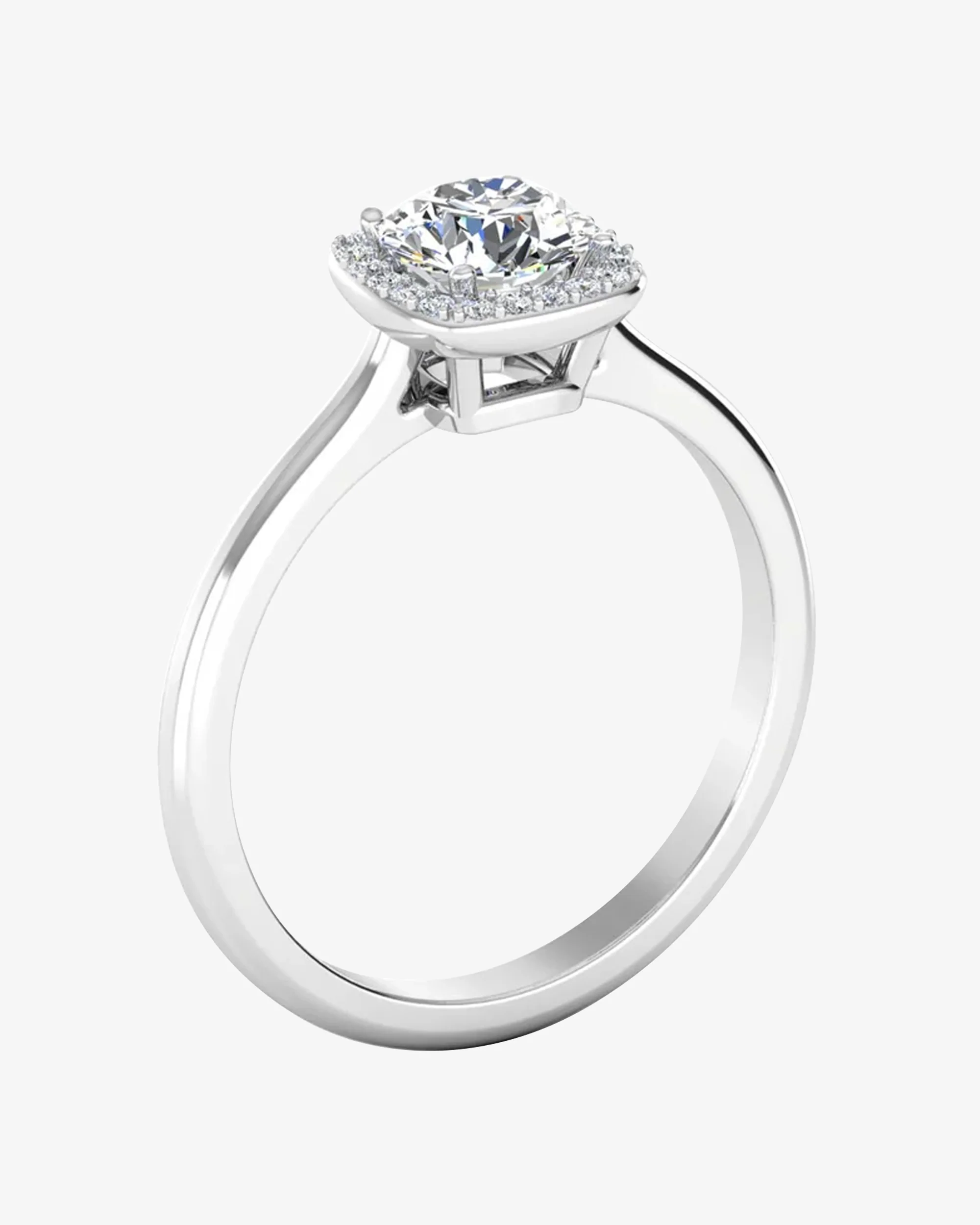 Petite Halo Brilliant Cut Moissanite Engagement Ring - Image 3