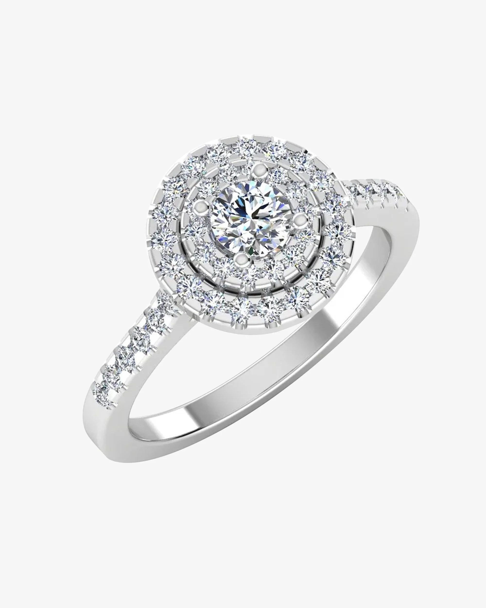 Petite Round Brilliant Double Halo Moissanite Engagement Ring