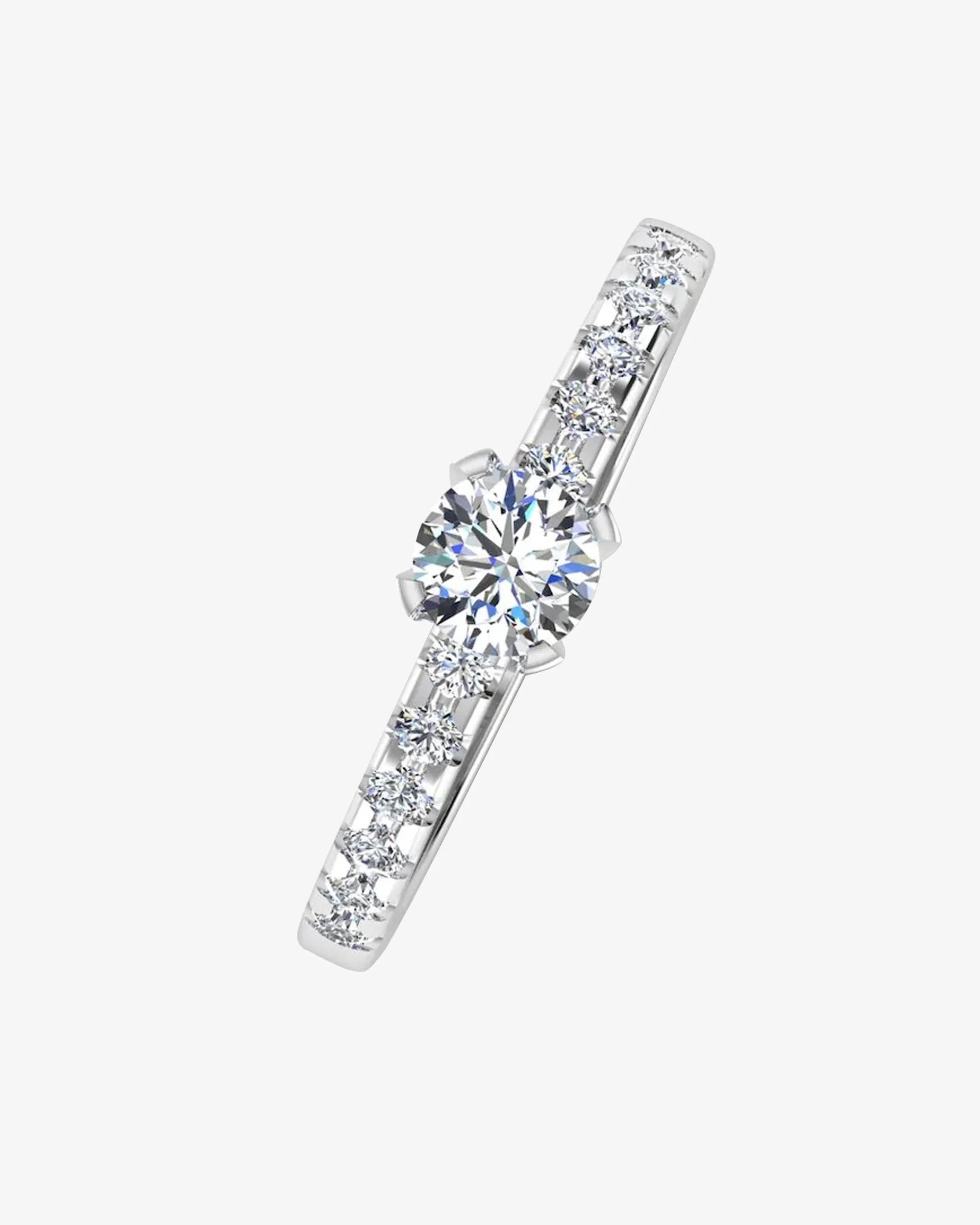 Petite Round Brilliant Moissanite Engagement Ring - Image 4