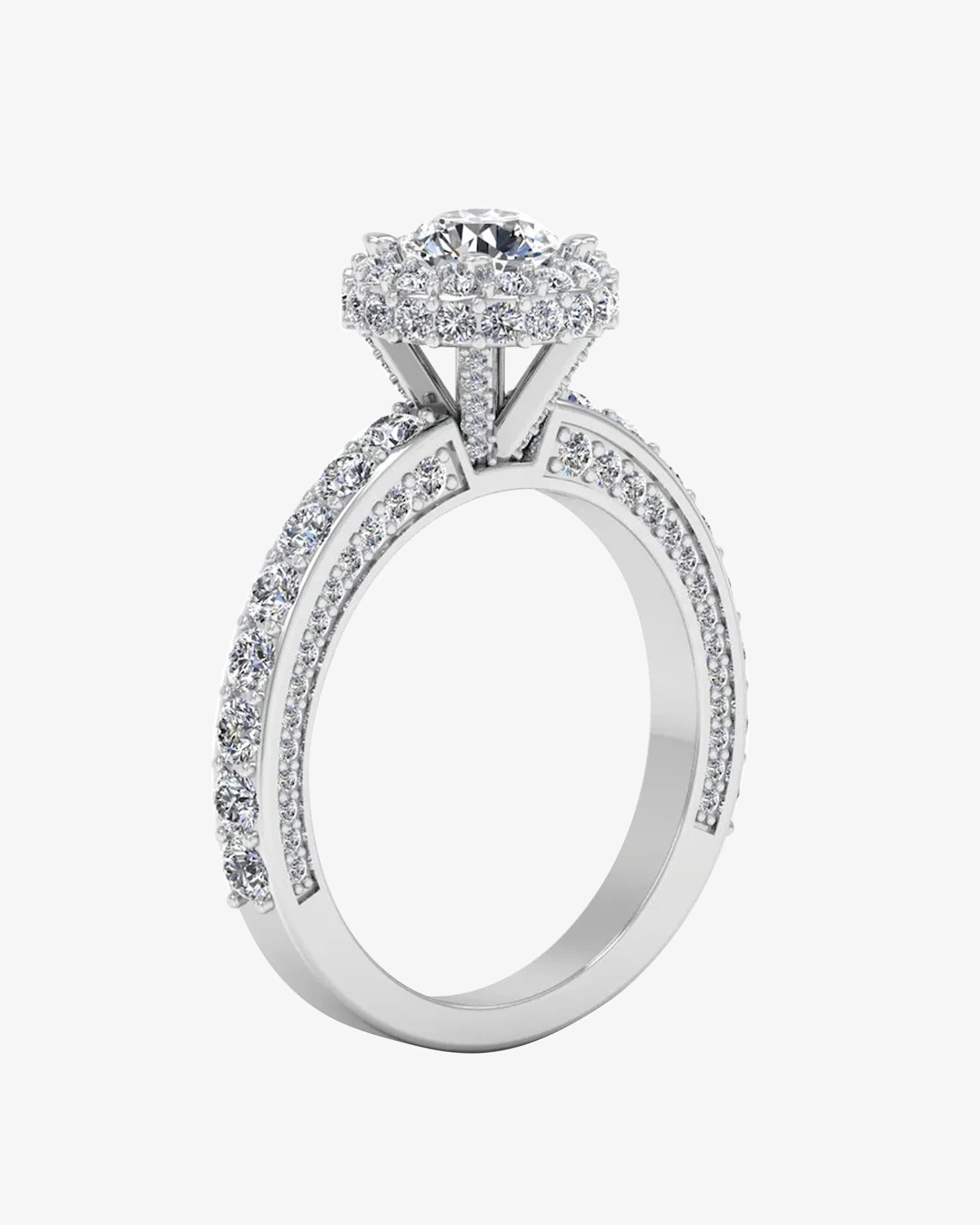 Petite Round Moissanite Halo Engagement Ring - Image 3