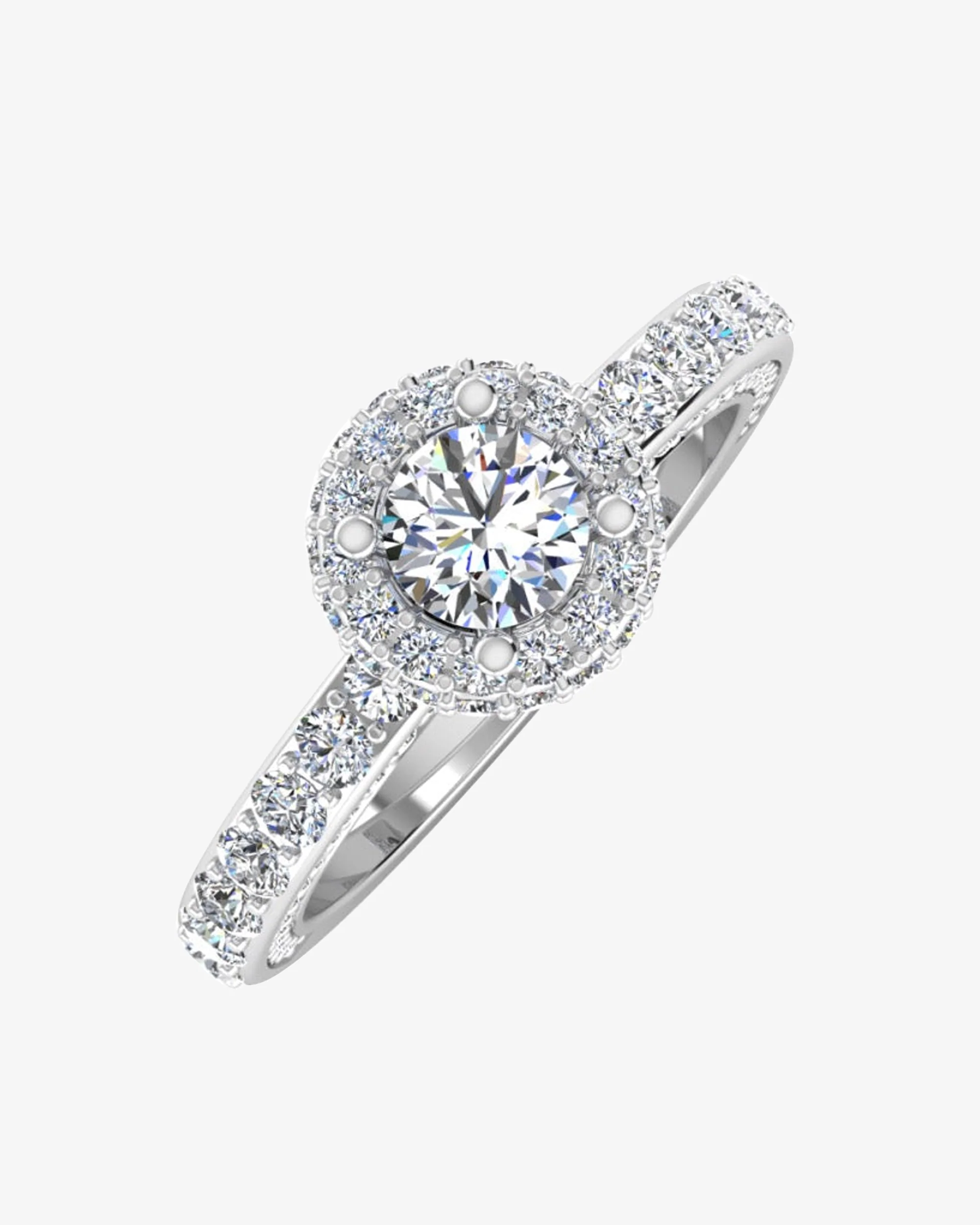 Petite Round Moissanite Halo Engagement Ring - Image 4