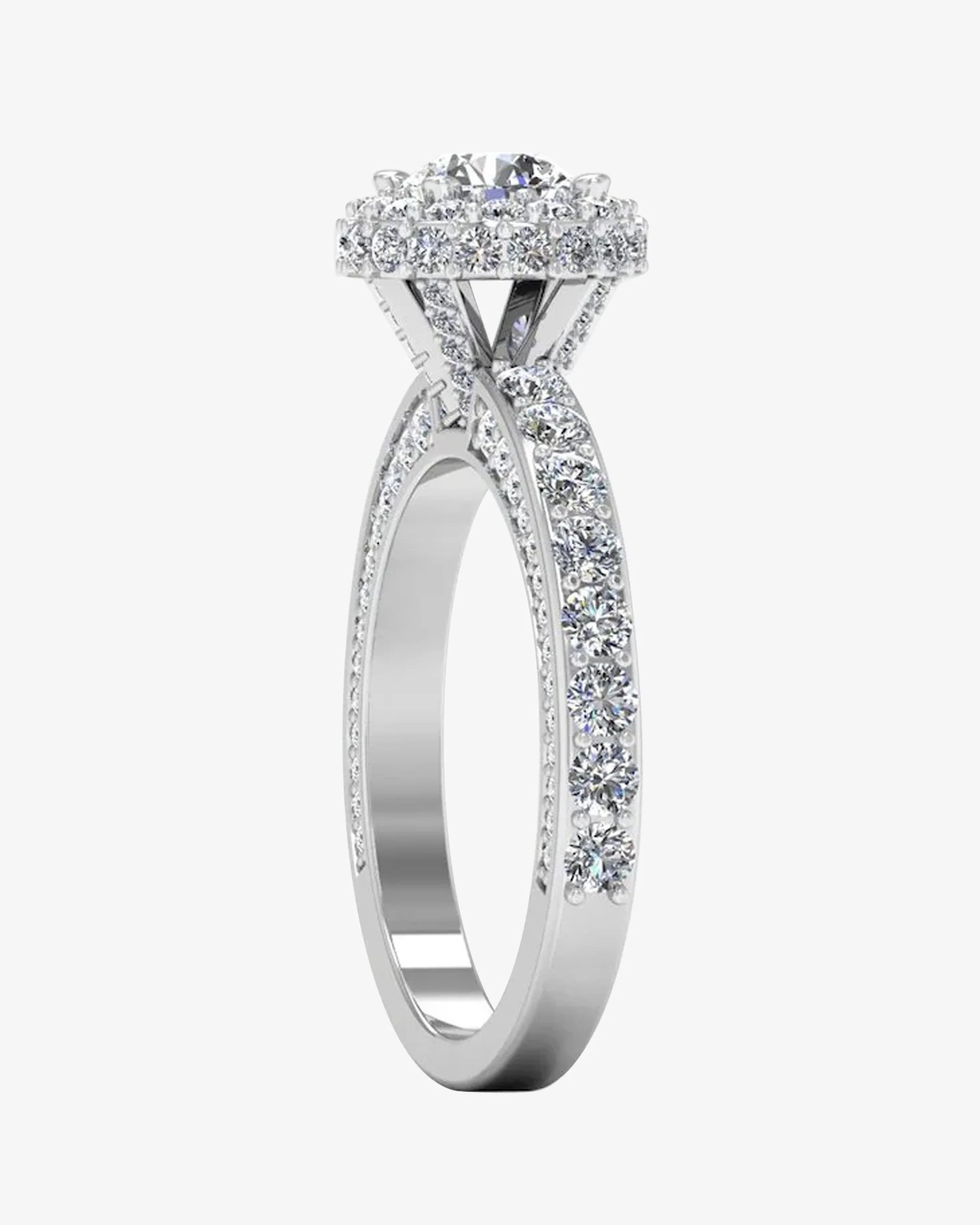 Petite Round Moissanite Halo Engagement Ring - Image 5