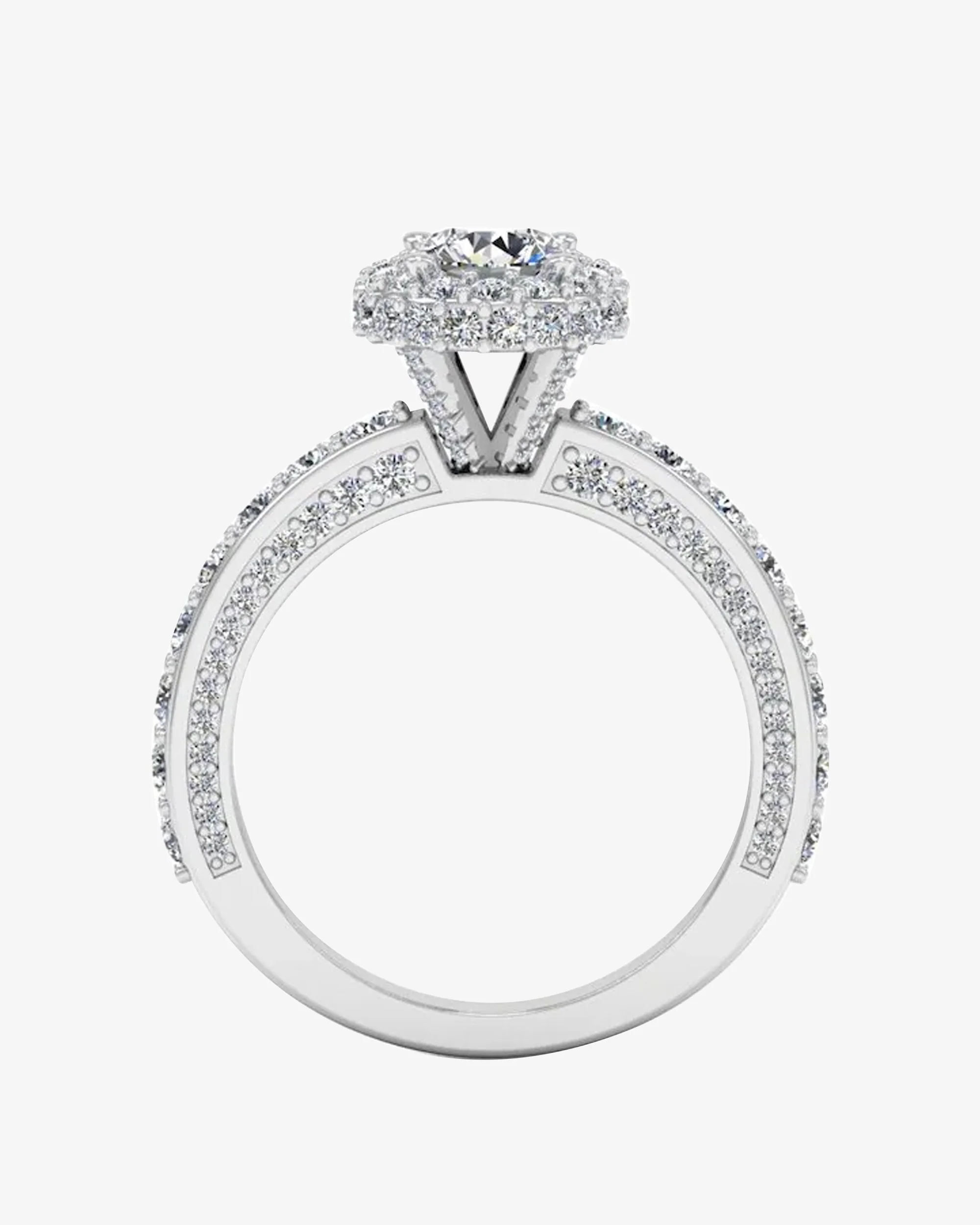 Petite Round Moissanite Halo Engagement Ring - Image 6
