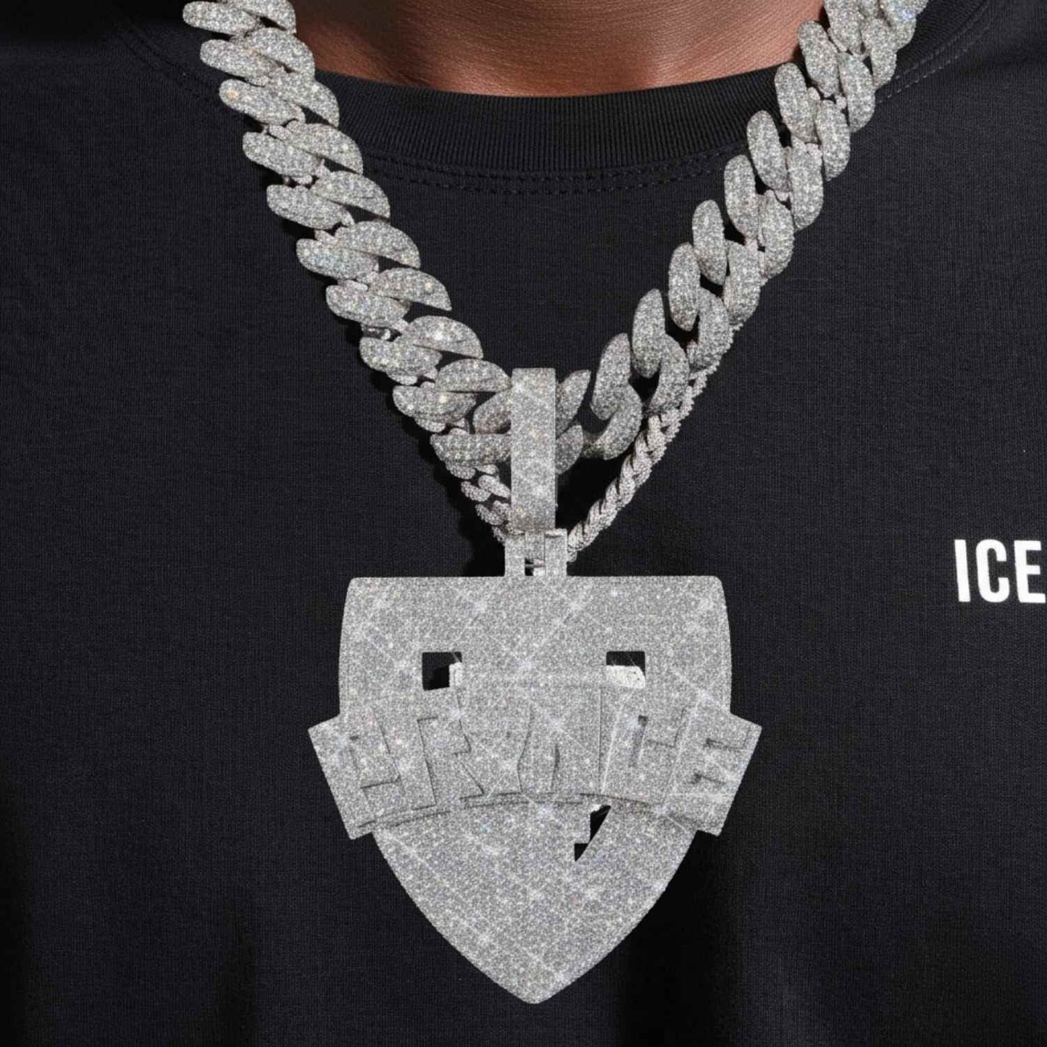 "PRINCE" Custom Logo Moissanite Pendant 14K Gold - Image 2