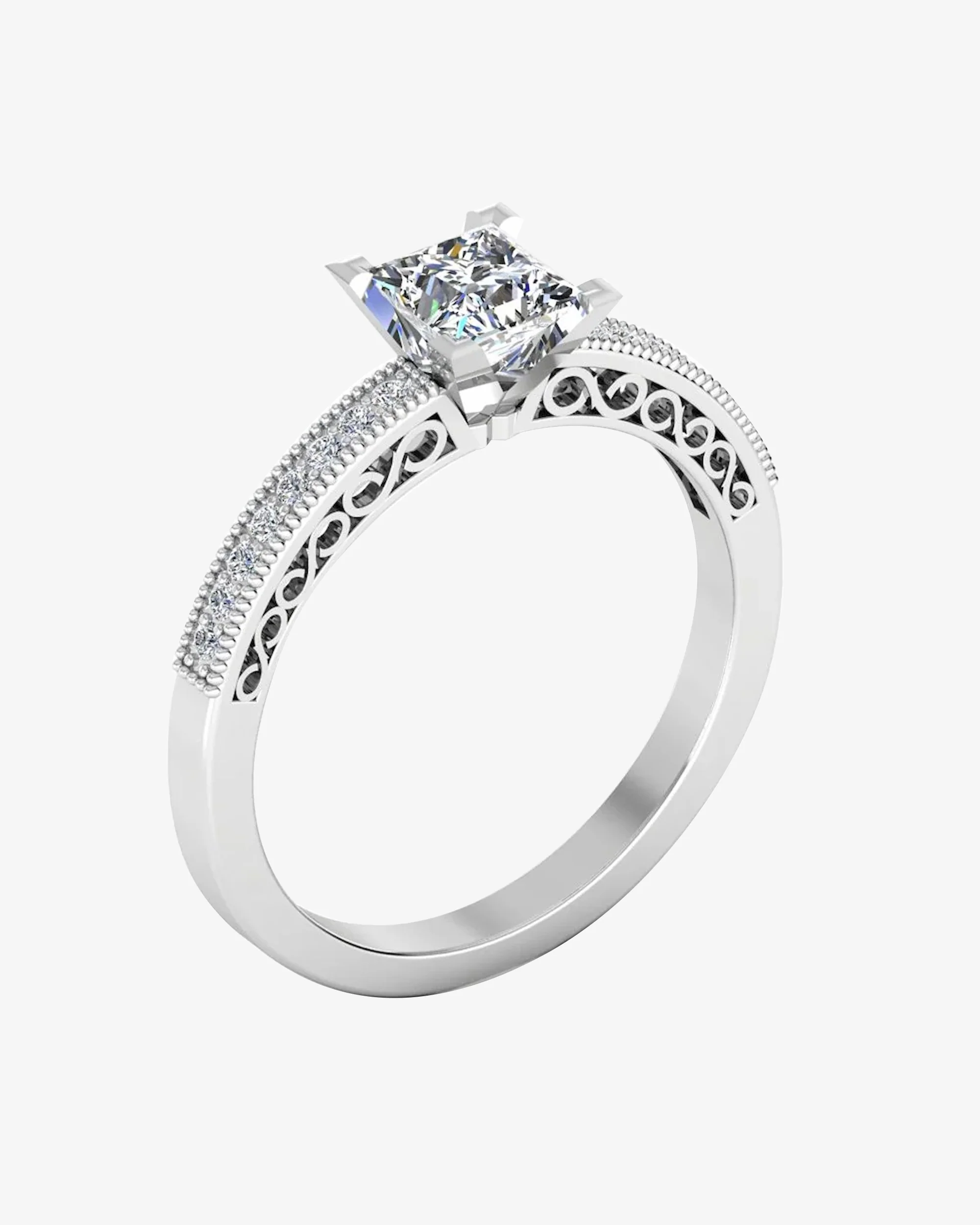 Princess Cut Cathedral Moissanite Engagement Ring - Image 3