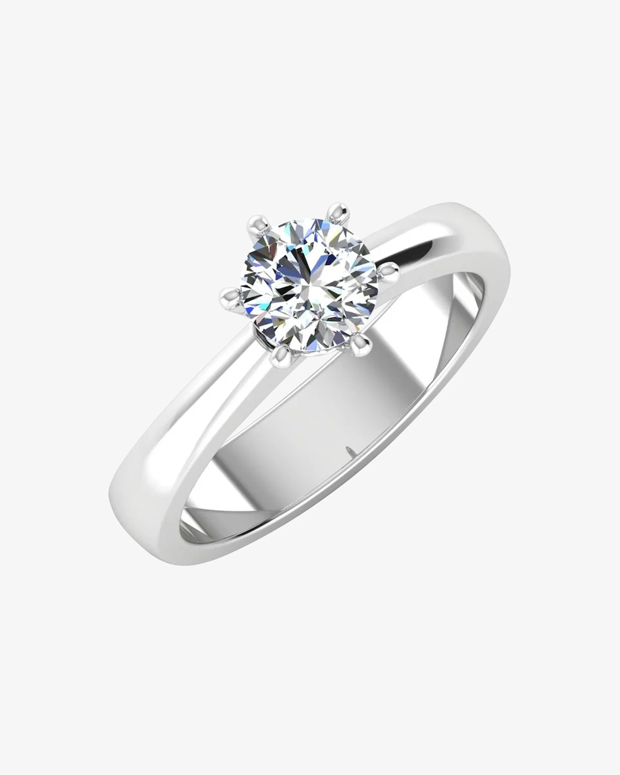 Raised Solitaire Brilliant Cut Moissanite Engagement Ring