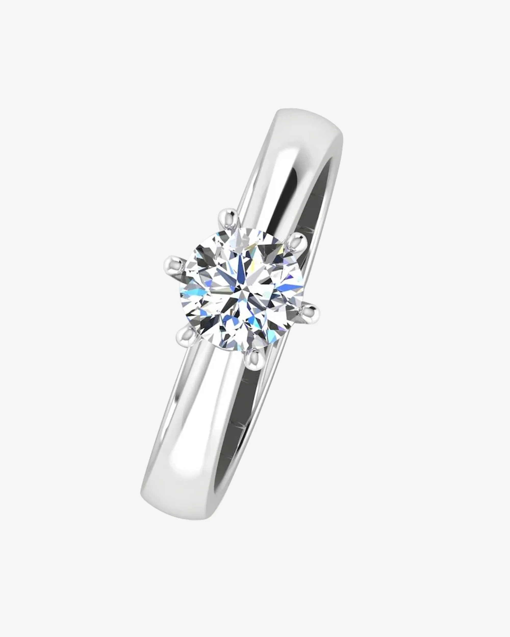Raised Solitaire Brilliant Cut Moissanite Engagement Ring - Image 4