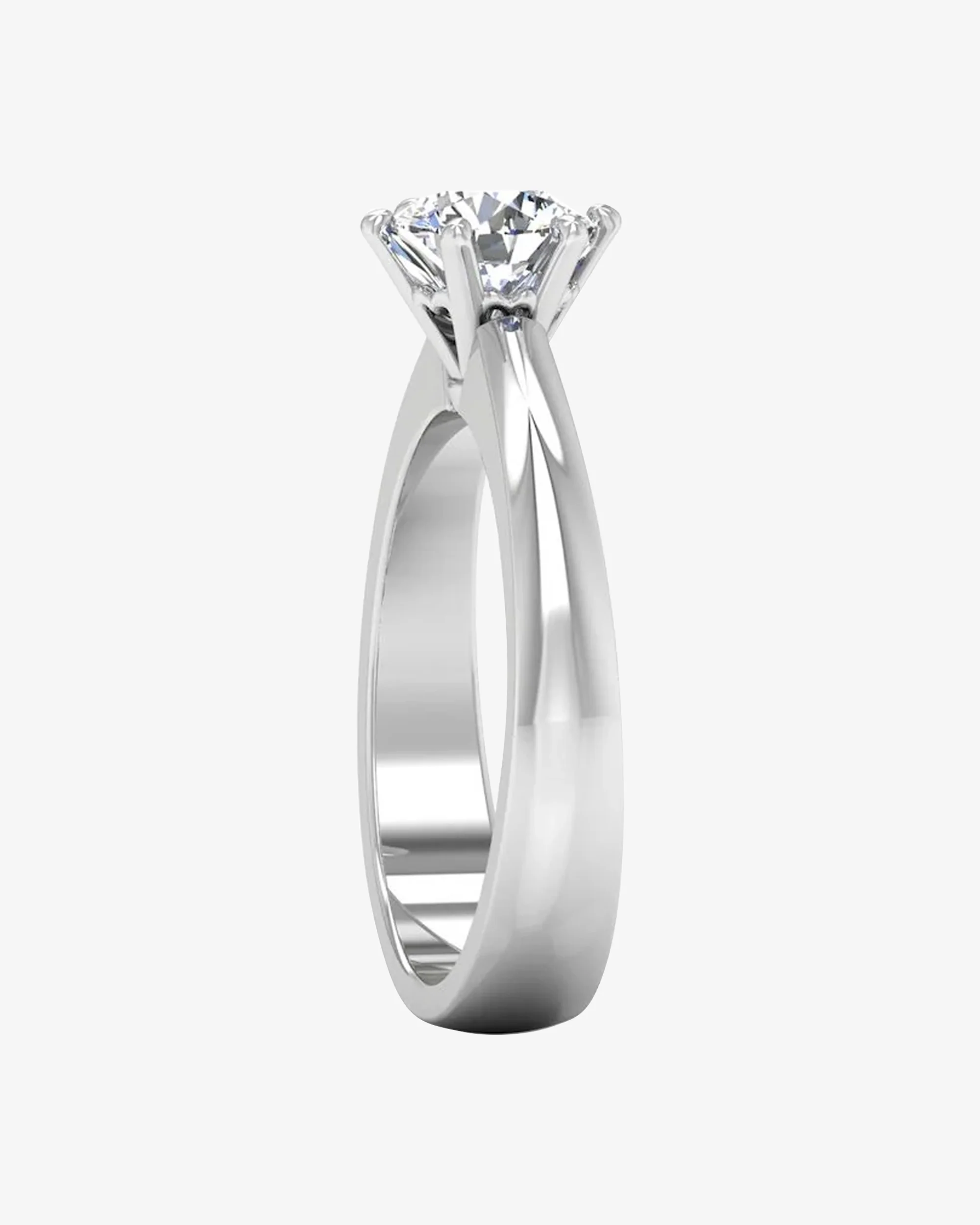 Raised Solitaire Brilliant Cut Moissanite Engagement Ring - Image 5