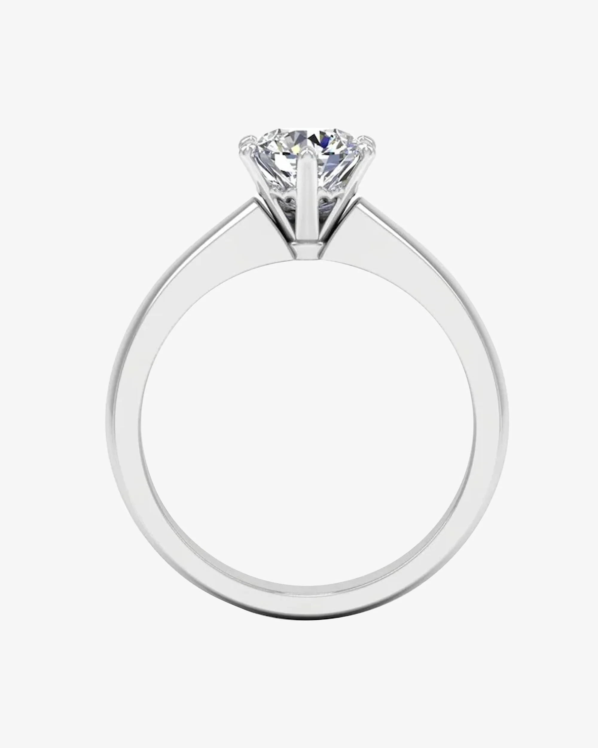 Raised Solitaire Brilliant Cut Moissanite Engagement Ring - Image 6