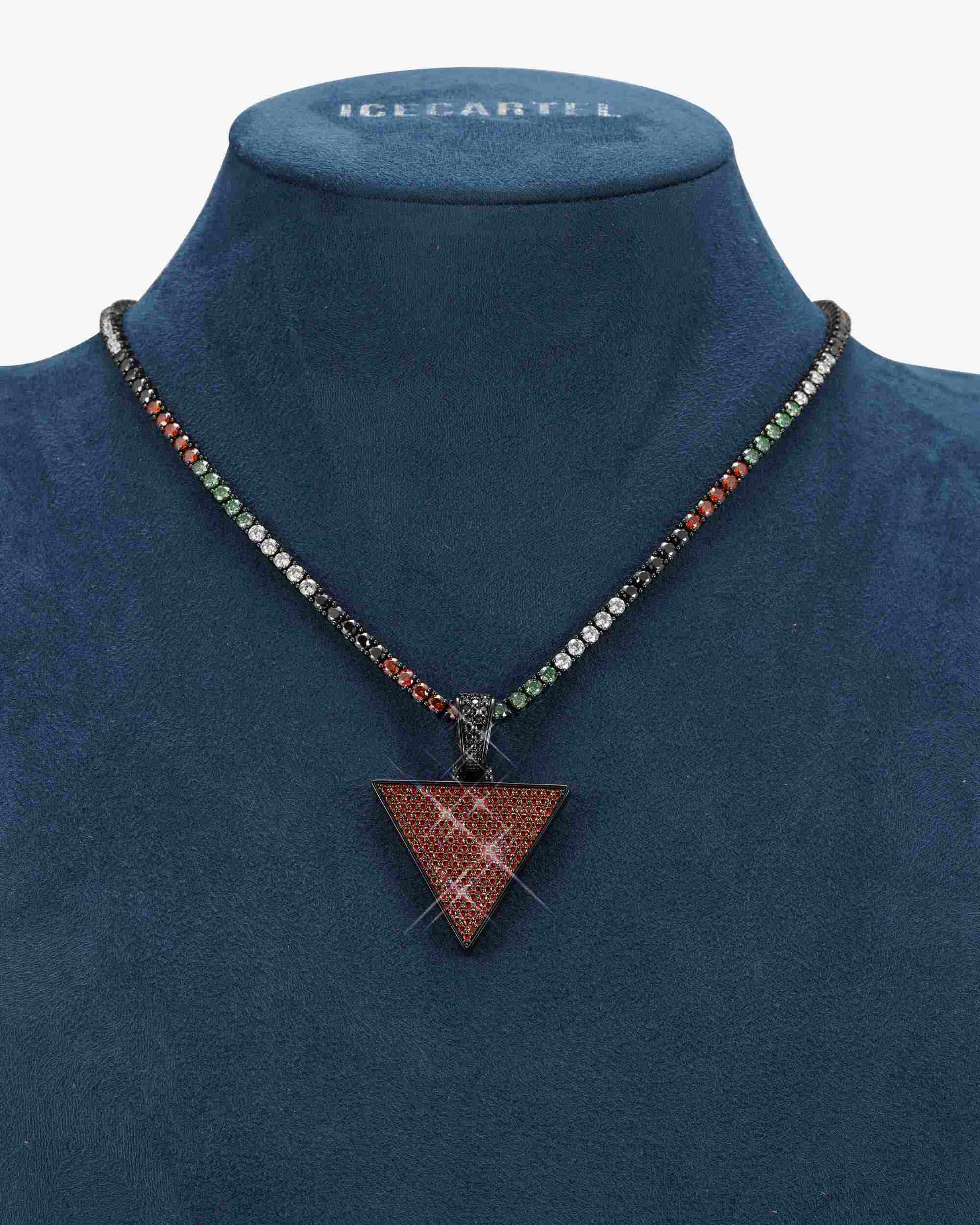 Red Moissanite Custom Triangle Moissanite Pendant 14K Gold - Image 3