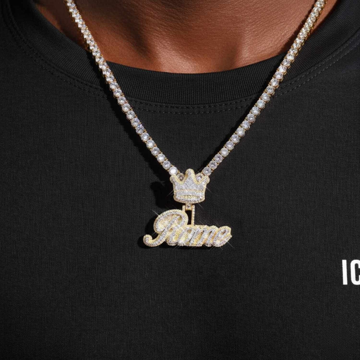 "Rome" Custom Name Moissanite Pendant 14K Gold - Image 2
